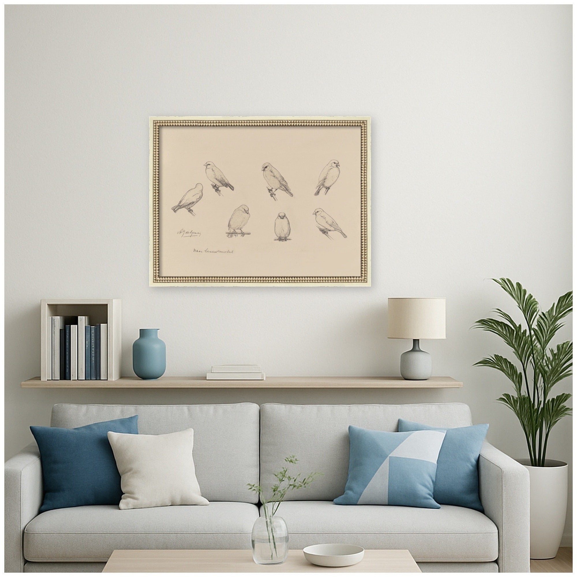 Kate And Laurel Study Sheet Canaries Julie De Graag By Nostalgia Prints Framed Mounted Canvas Wall Art Print