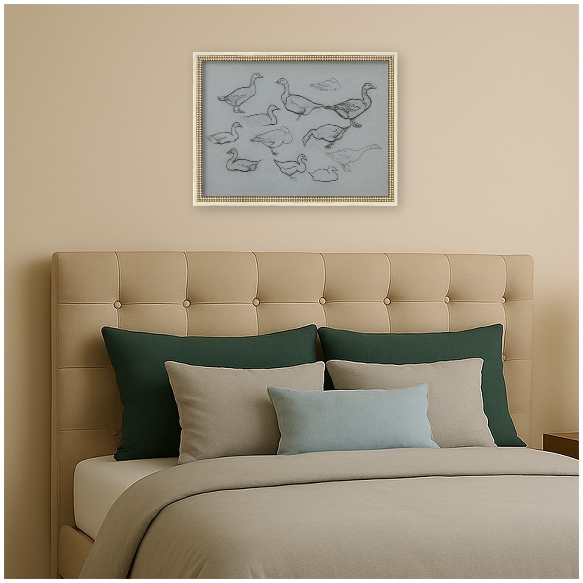 Kate And Laurel Study Sheet Geese Julie De Graag By Nostalgia Prints Framed Mounted Canvas Wall Art Print