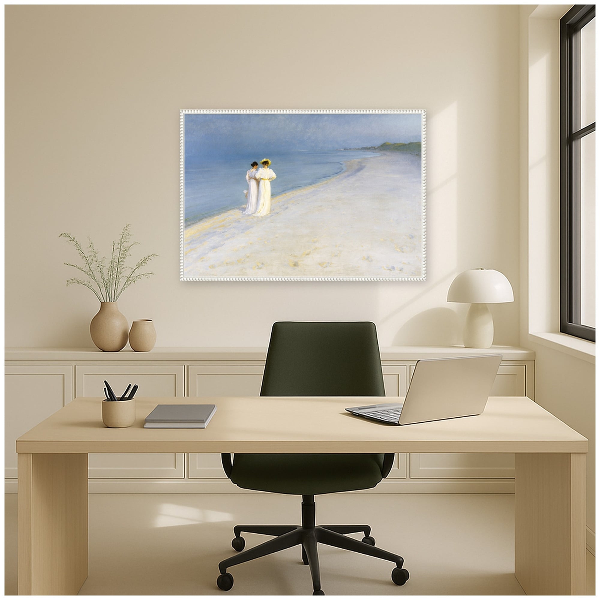 Kate And Laurel Summer Evening Beach Peder Severin Kroyer By Nostalgia Prints Framed Canvas Wall Art Print