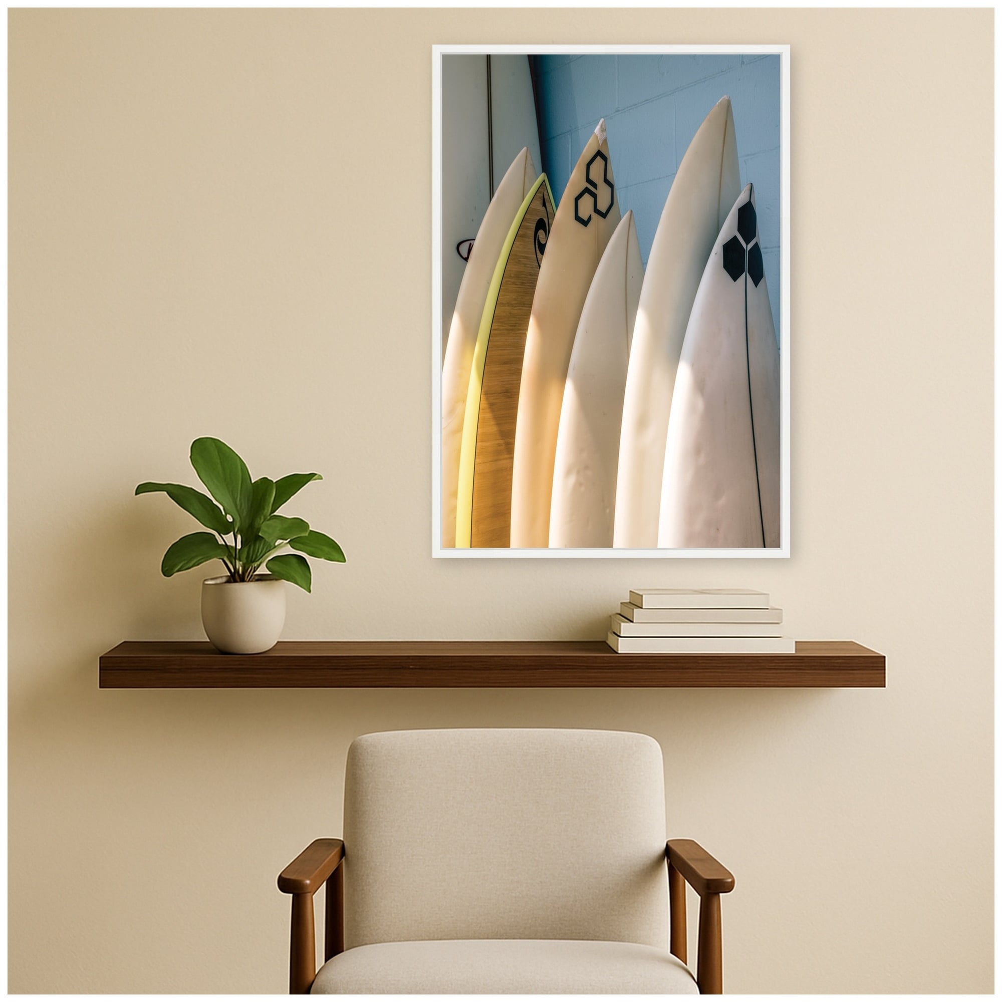 Kate And Laurel Surfboards By Crystal Lynn Collins Framed Canvas Wall Art Print