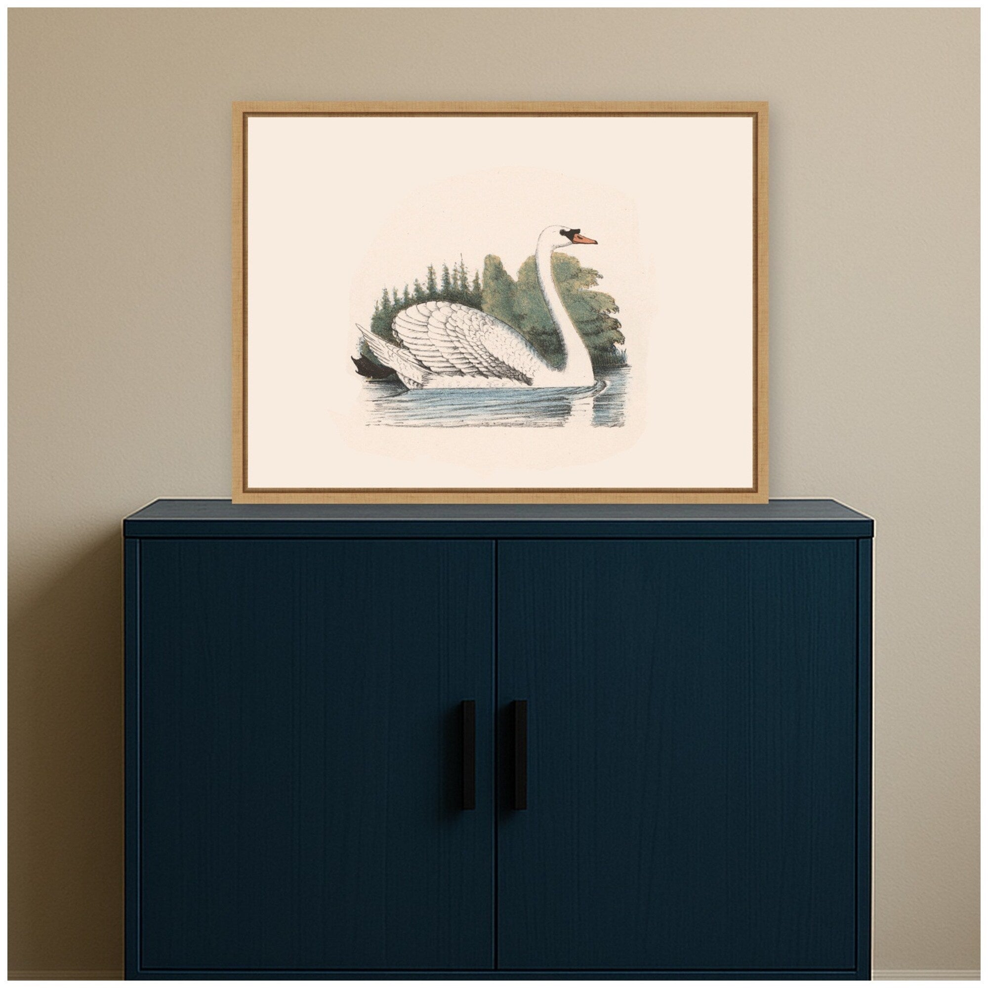 Kate And Laurel Swan 1875 Fredrik Sandberg By Nostalgia Prints Framed Canvas Wall Art Print
