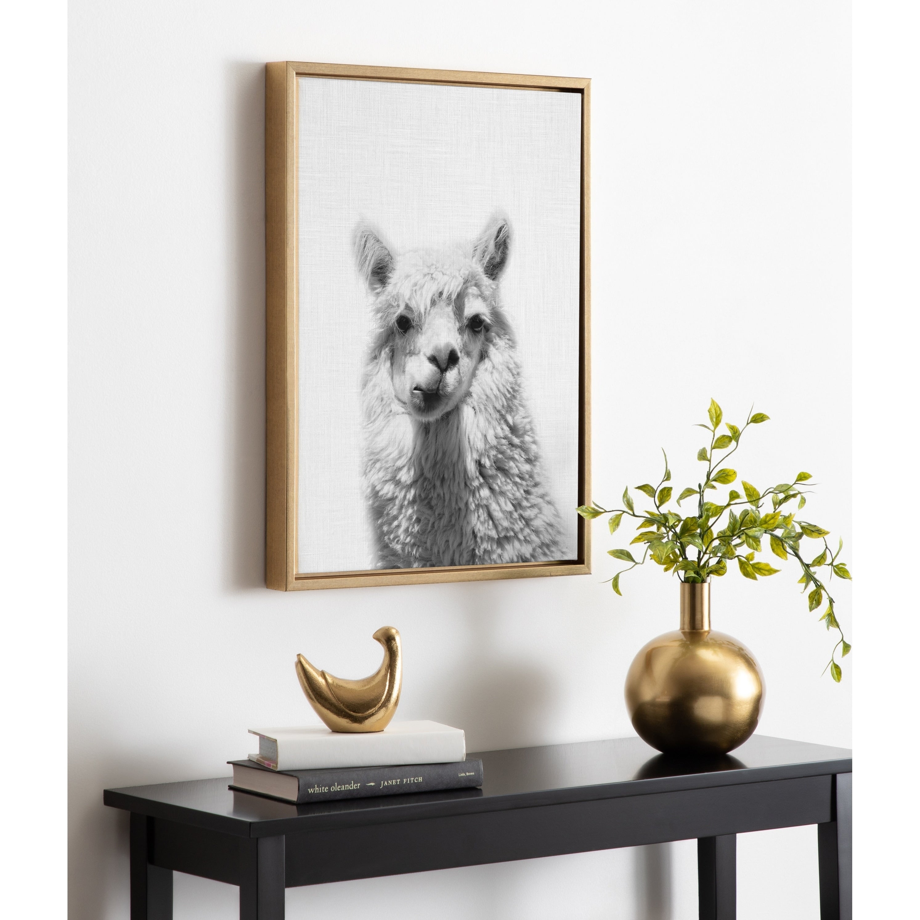 Kate And Laurel Sylvie Alpaca Portrait Framed Canvas By Simon Te Tai