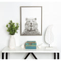 Designovation Simon Te Tai Sylvie Bear Black And White Portrait Grey Framed Canvas Wall Art