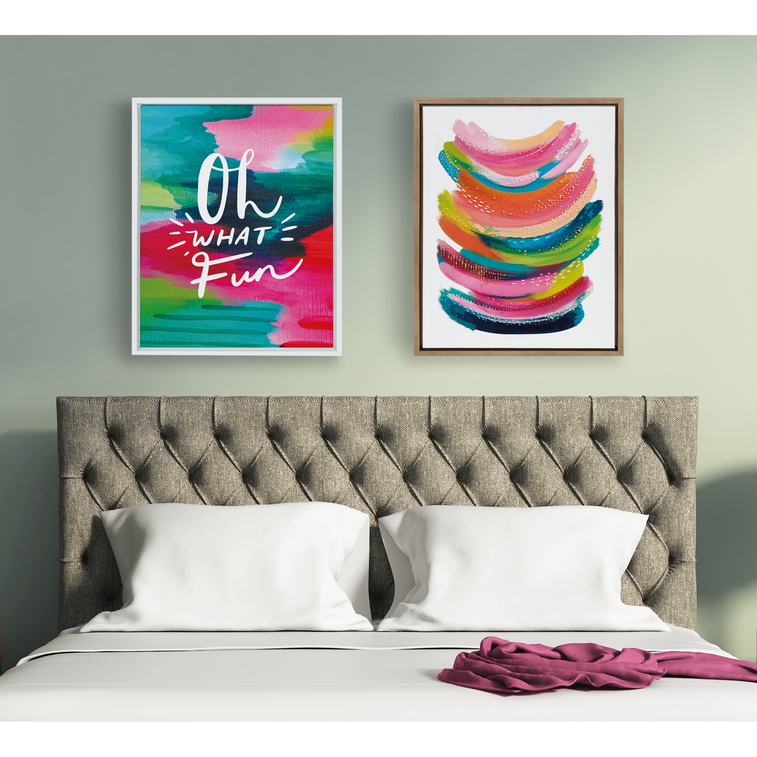 Kate And Laurel Sylvie Bright Abstract Framed Canvas By Jessi Raulet