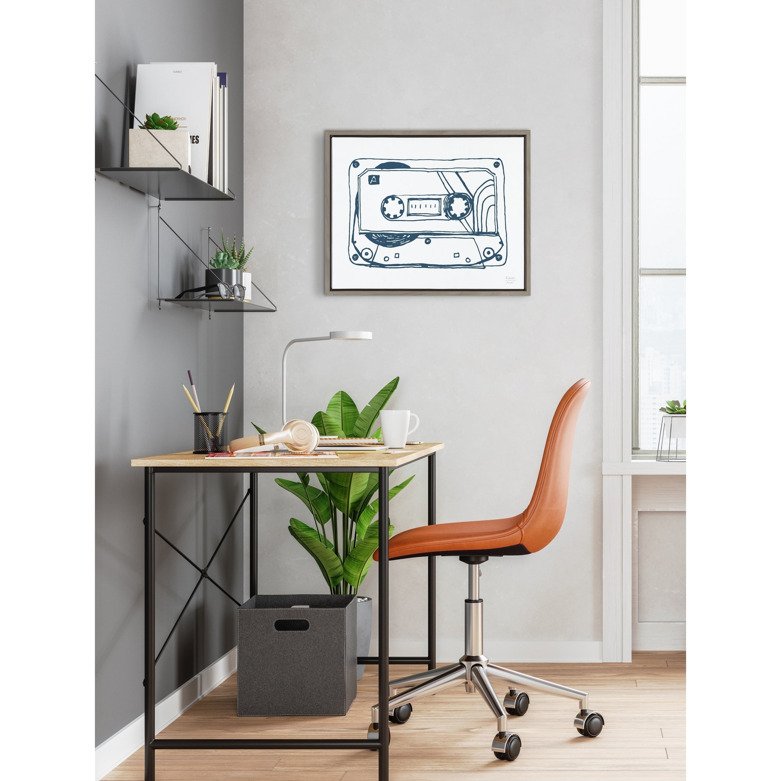 Kate And Laurel Sylvie Cassette Framed Canvas By Statement Goods