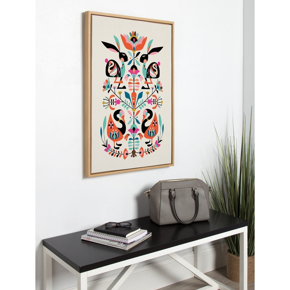 Kate And Laurel Sylvie Floral Bunny Framed Canvas By Rachel Lee