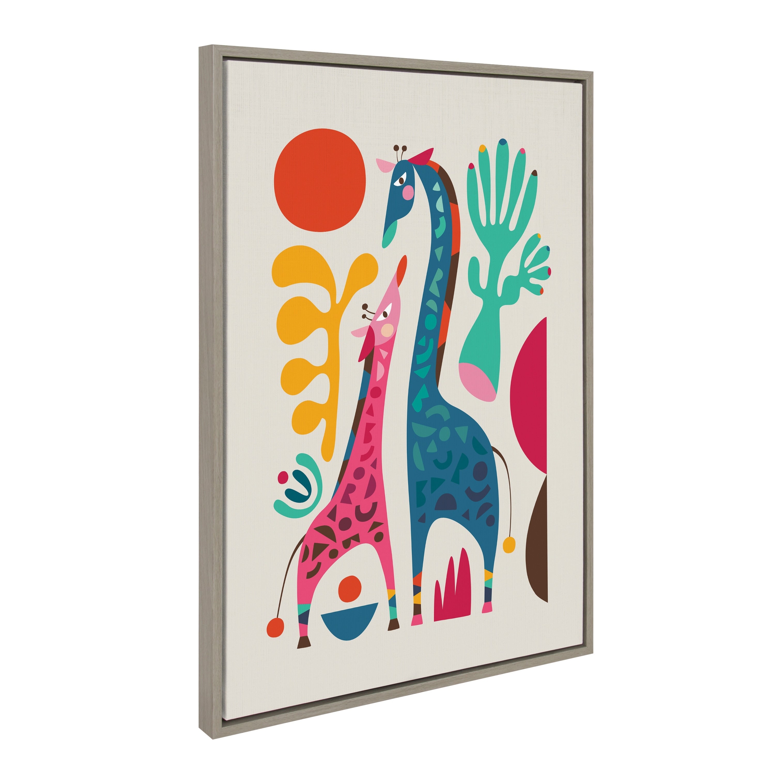 Kate And Laurel Sylvie Giraffe Love Framed Canvas By Rachel Lee