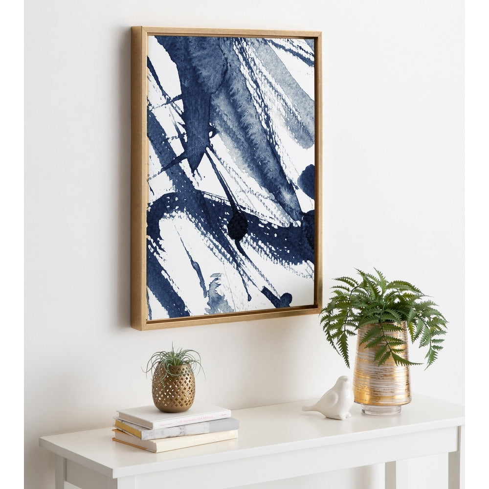 Sylvie Indigo Watercolor Abstract Print Framed Canvas Wall Art