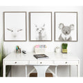 Kate And Laurel Sylvie Koala Black And White Portrait Grey Framed Canvas Wall Art By Simon Te Tai
