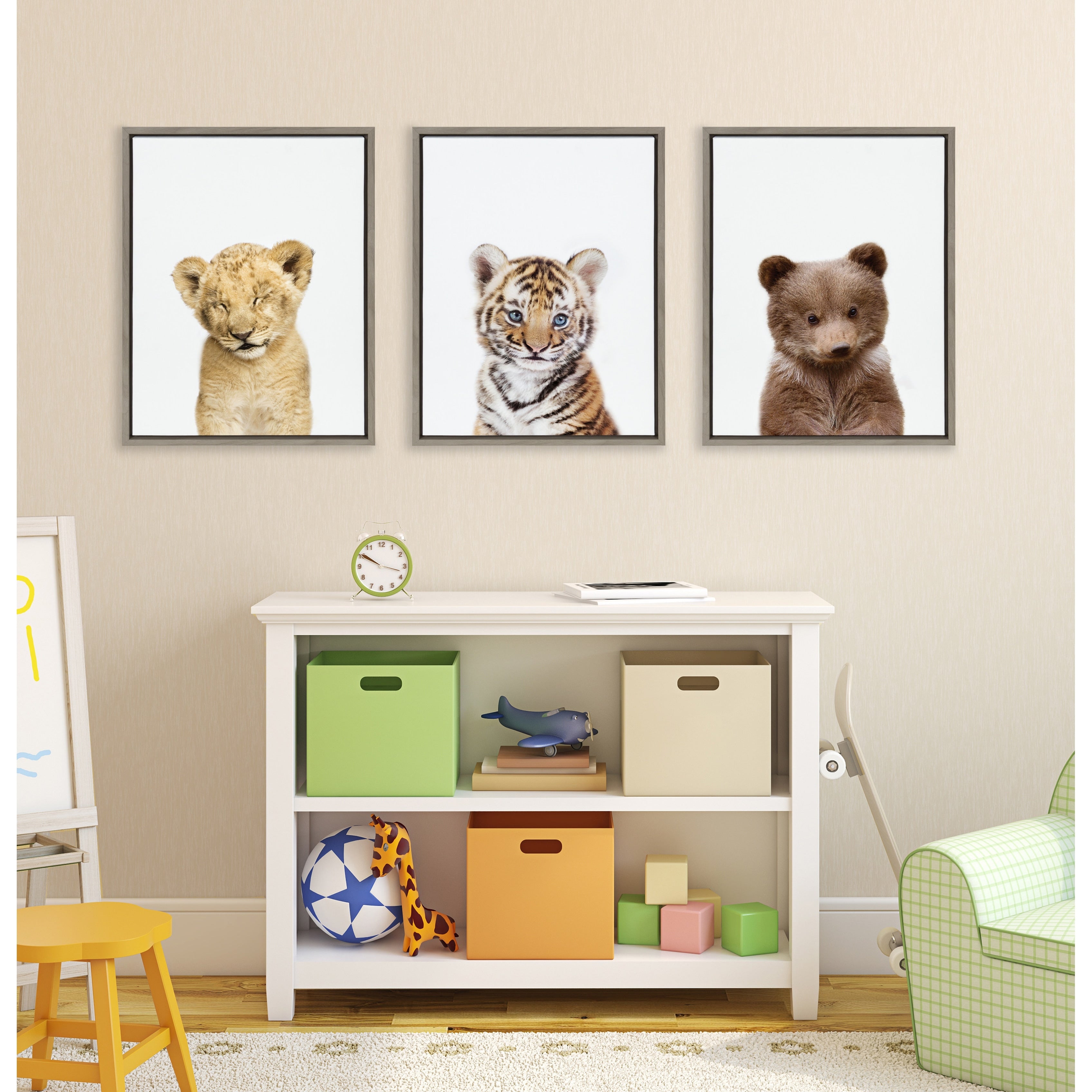 Kate And Laurel Sylvie Lions And Tigers And Bears Framed Canvas By Amy Peterson Gray