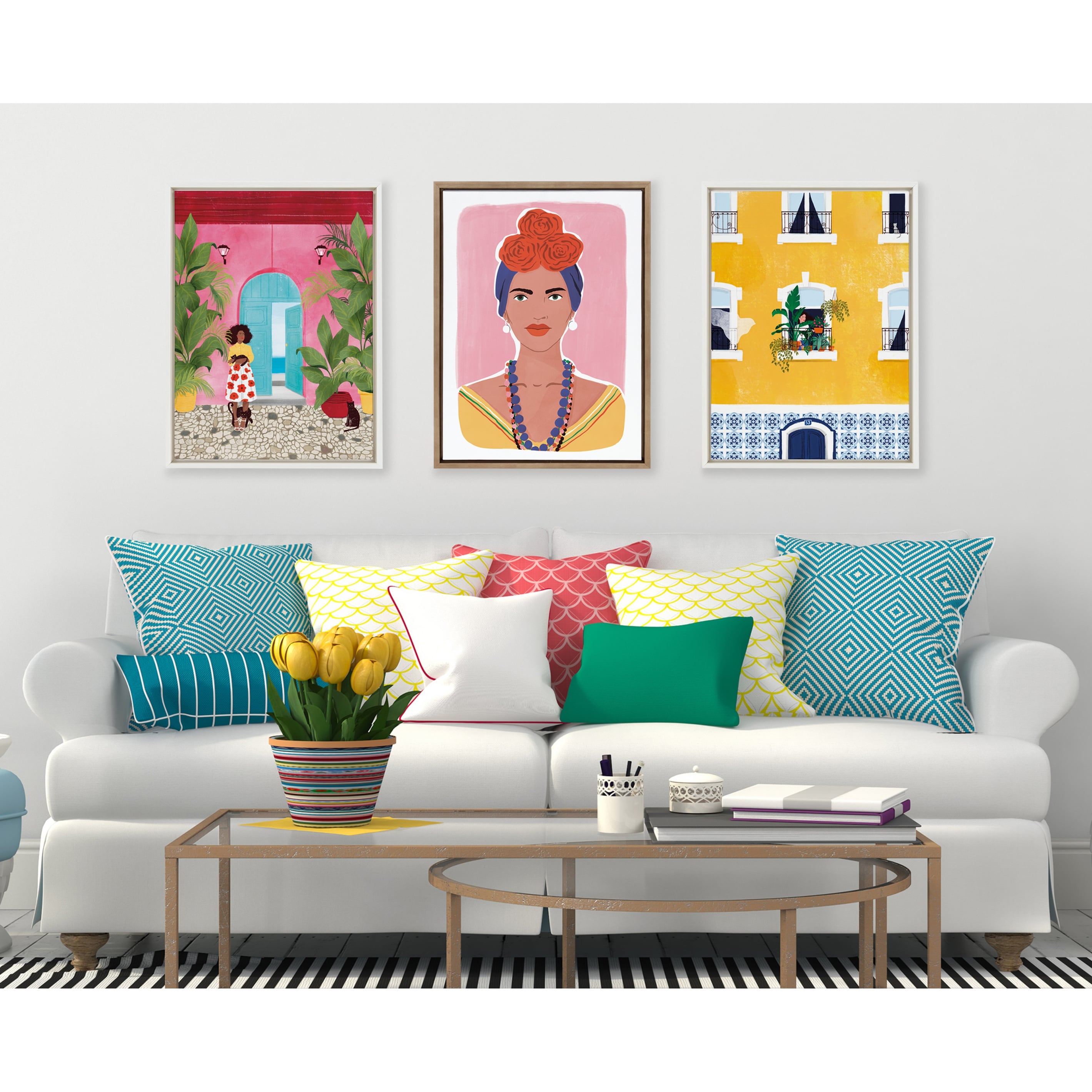 Kate And Laurel Sylvie Lisbon Framed Canvas By Maja Tomljanovic