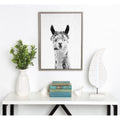 Kate And Laurel Sylvie Llama Portrait Framed Canvas Art Gray 18X24