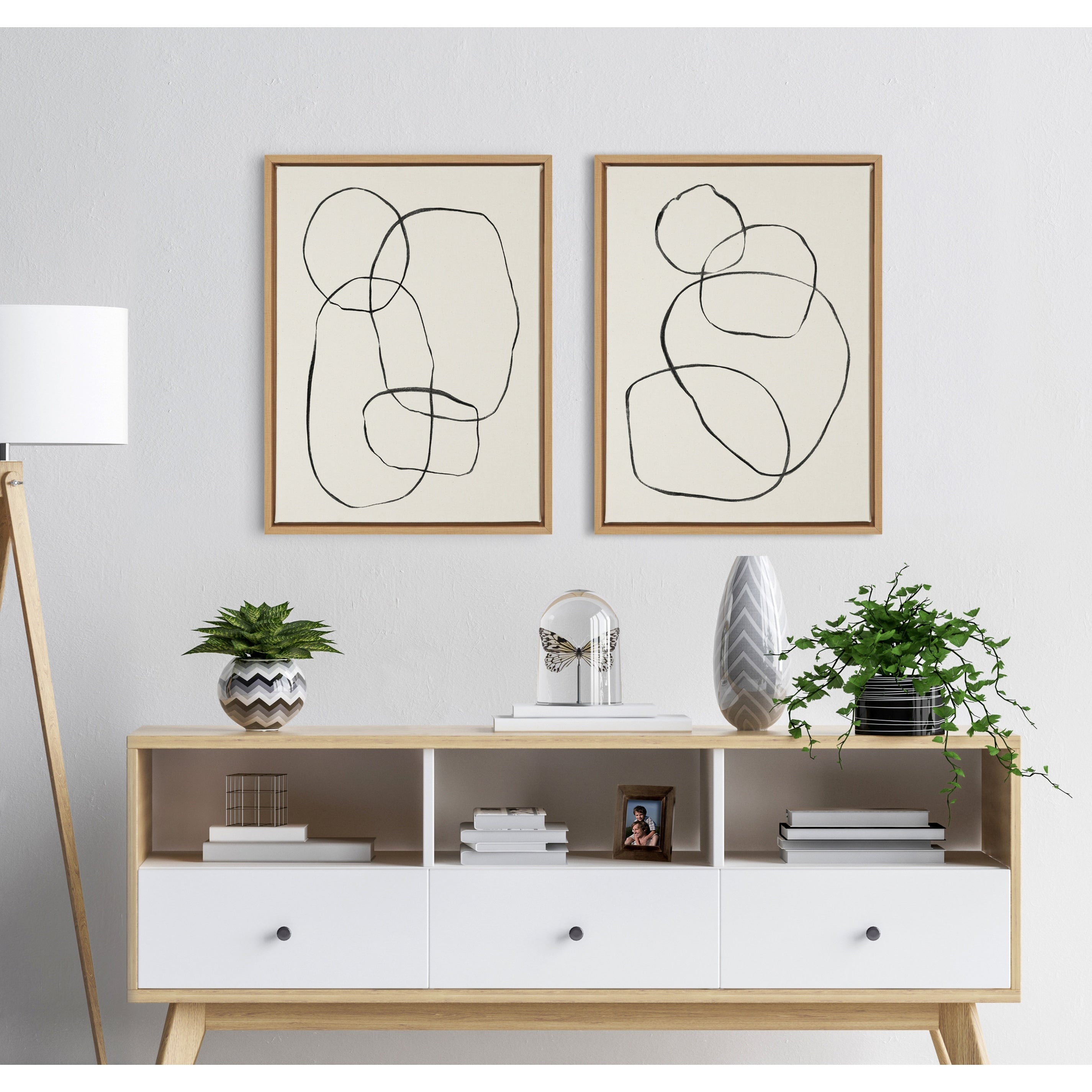 Kate And Laurel Sylvie Modern Circles Framed Canvas Set By Teju Reval