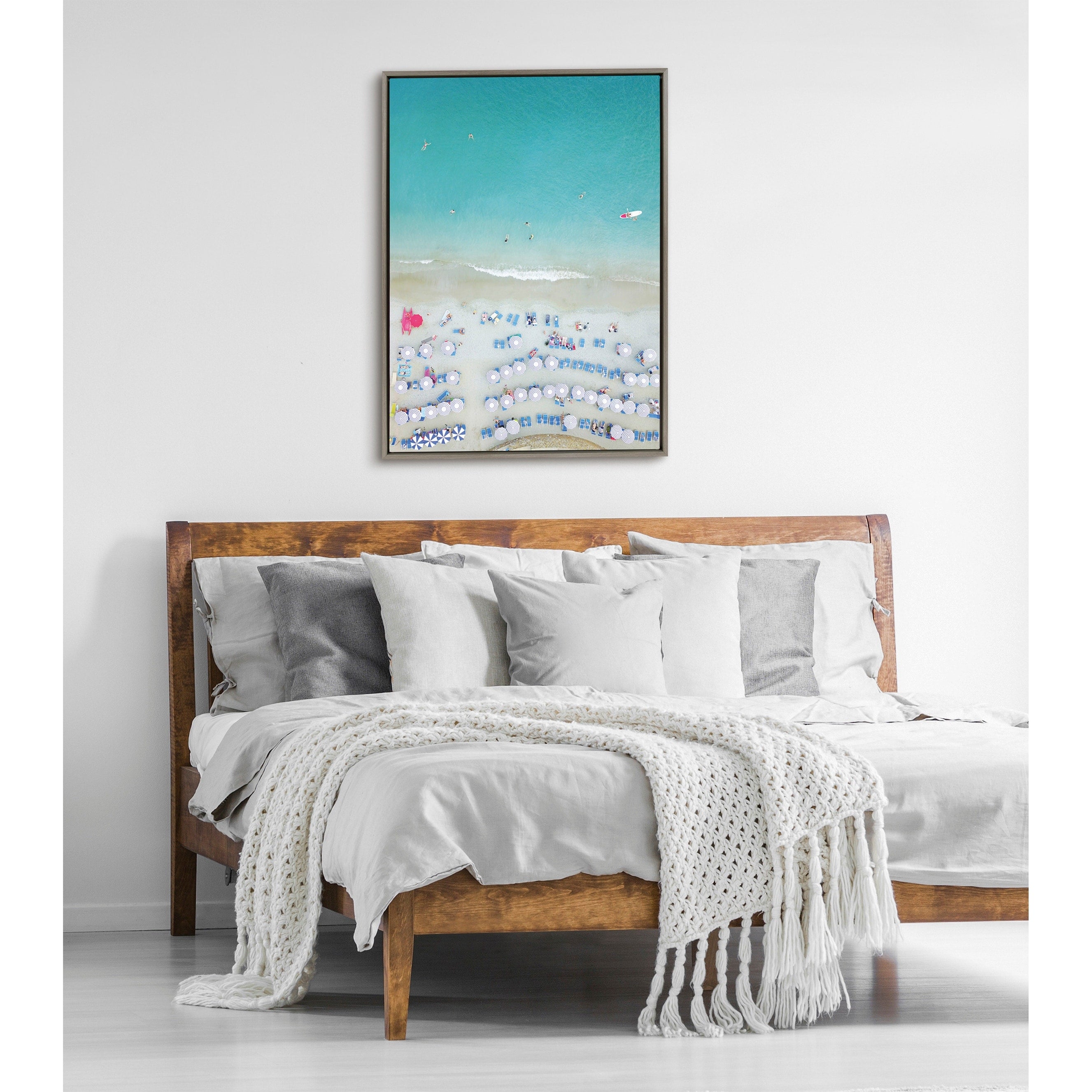 Kate And Laurel Sylvie Monterosso Al Mare Swim Framed Canvas By Rachel Dowd