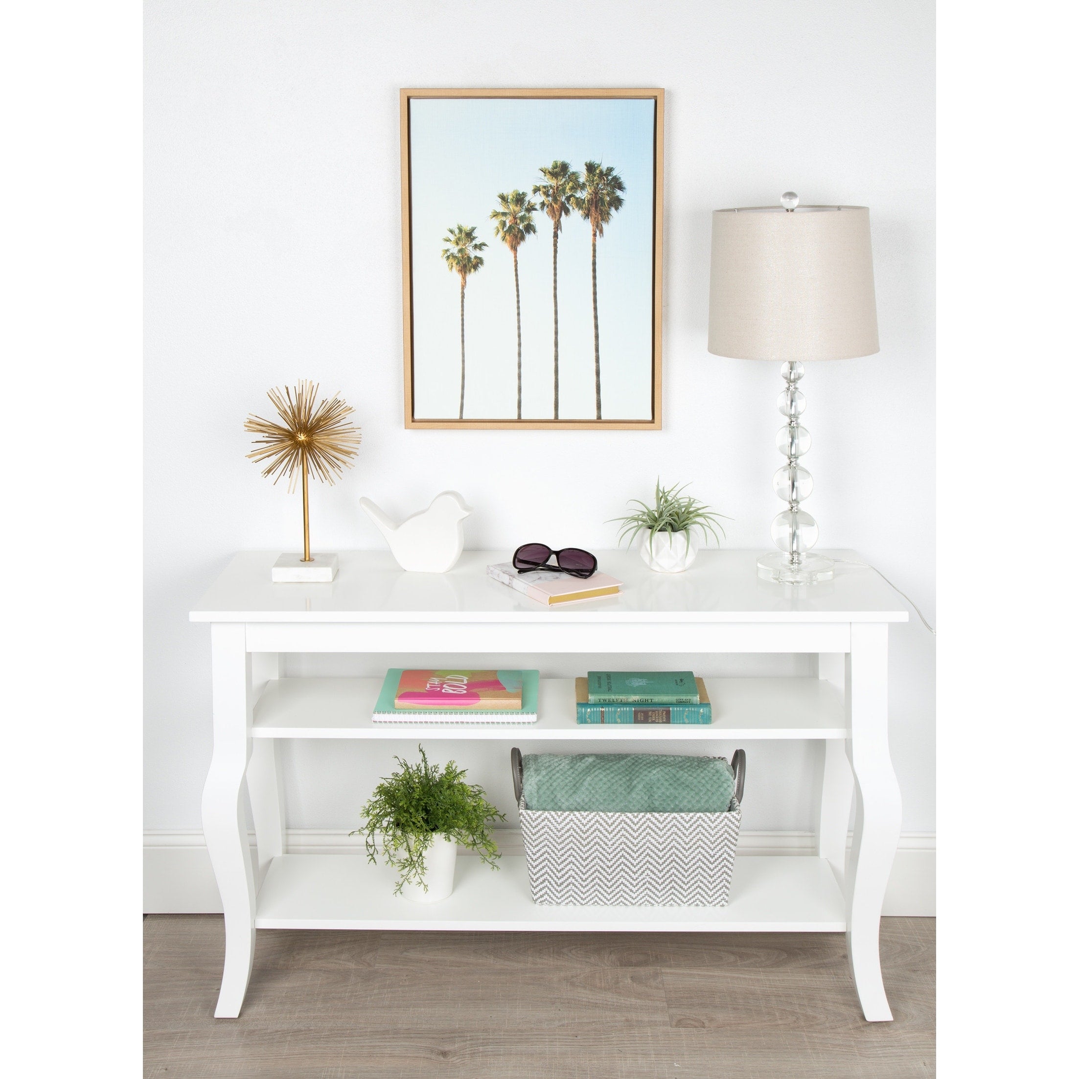 Designovation Simon Te Tai Sylvie Four Palm Trees Natural Framed Canvas Wall Art
