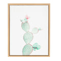 Kate And Laurel Sylvie Prickly Pear Cactus Natural Framed Canvas Wall Art By Simon Te Tai