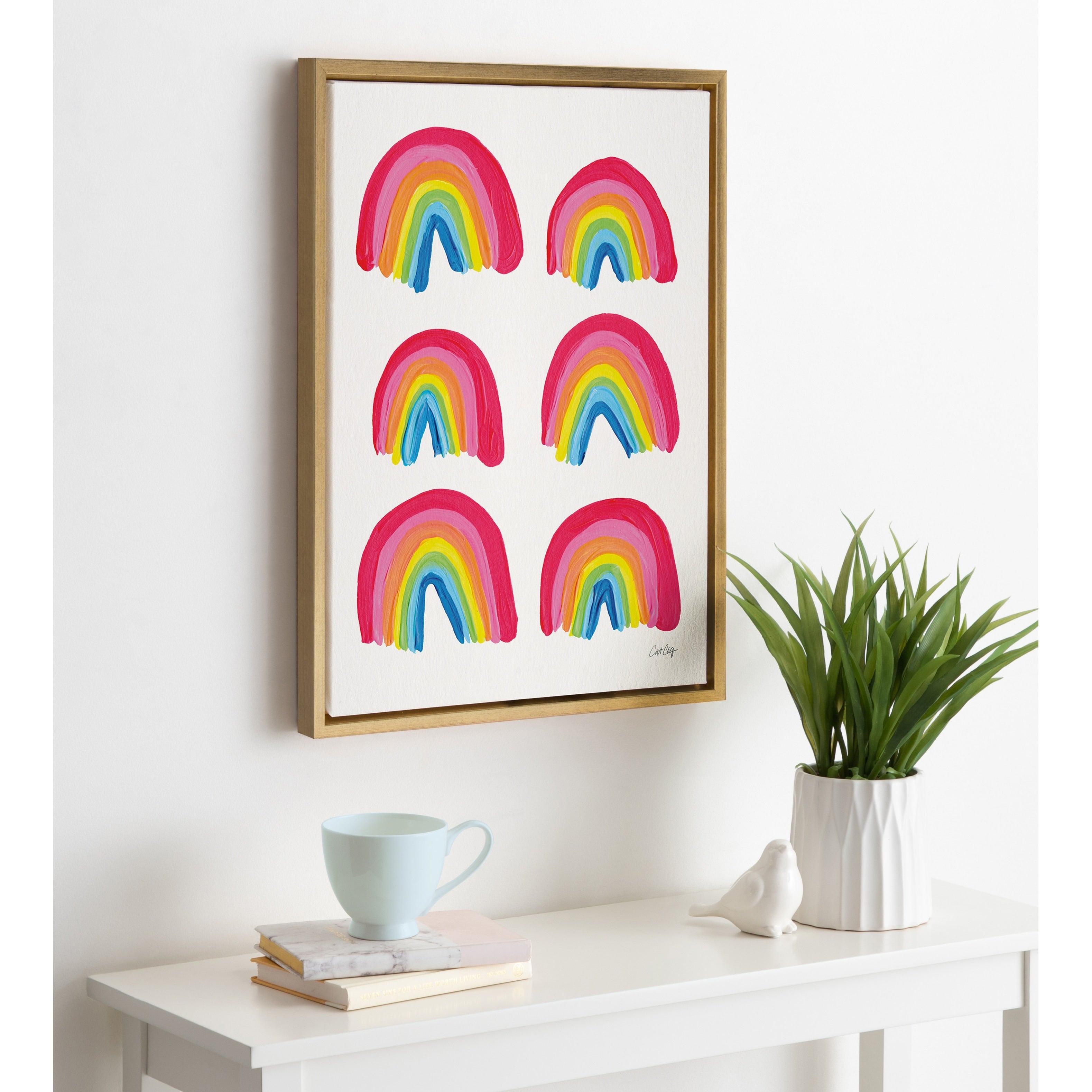 Kate And Laurel Sylvie Rainbow Collection Framed Canvas By Cat Coquillette