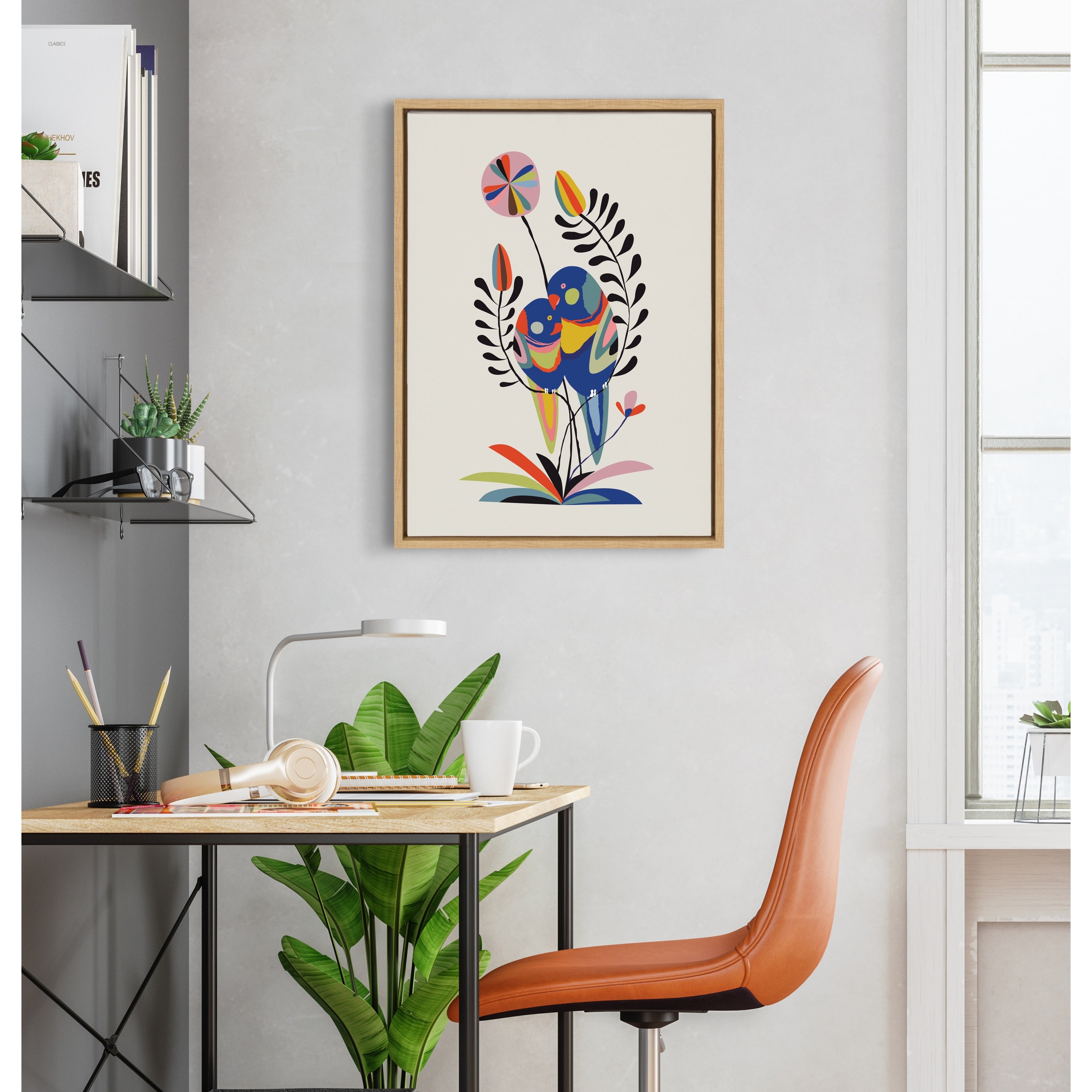 Kate And Laurel Sylvie Rainbow Lorikeet Framed Canvas By Rachel Lee