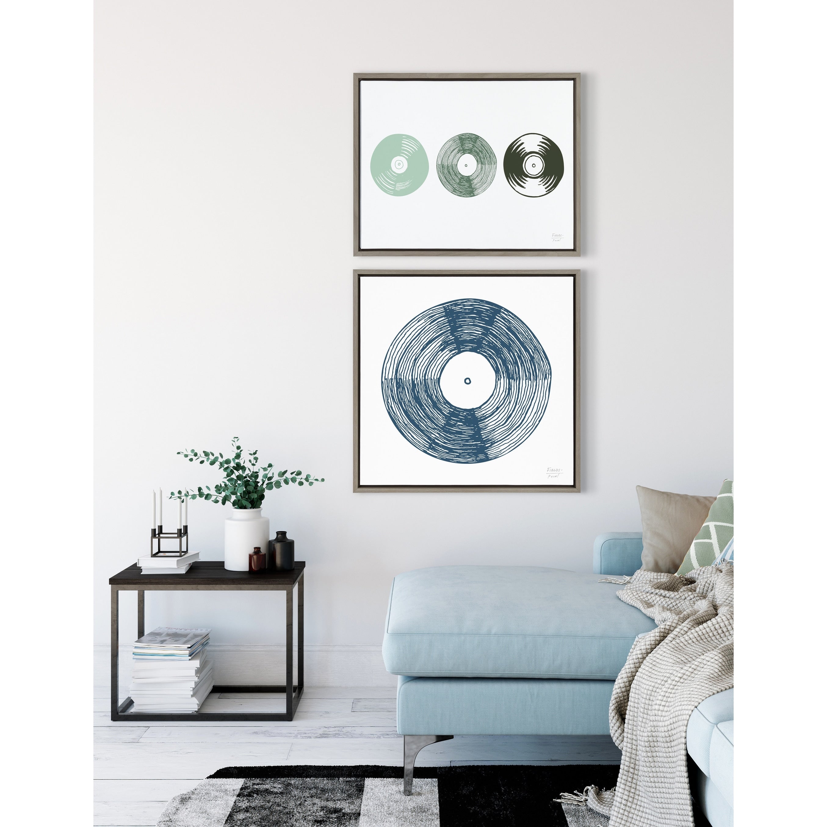 Kate And Laurel Sylvie Record Blue Framed Canvas By Statement Goods