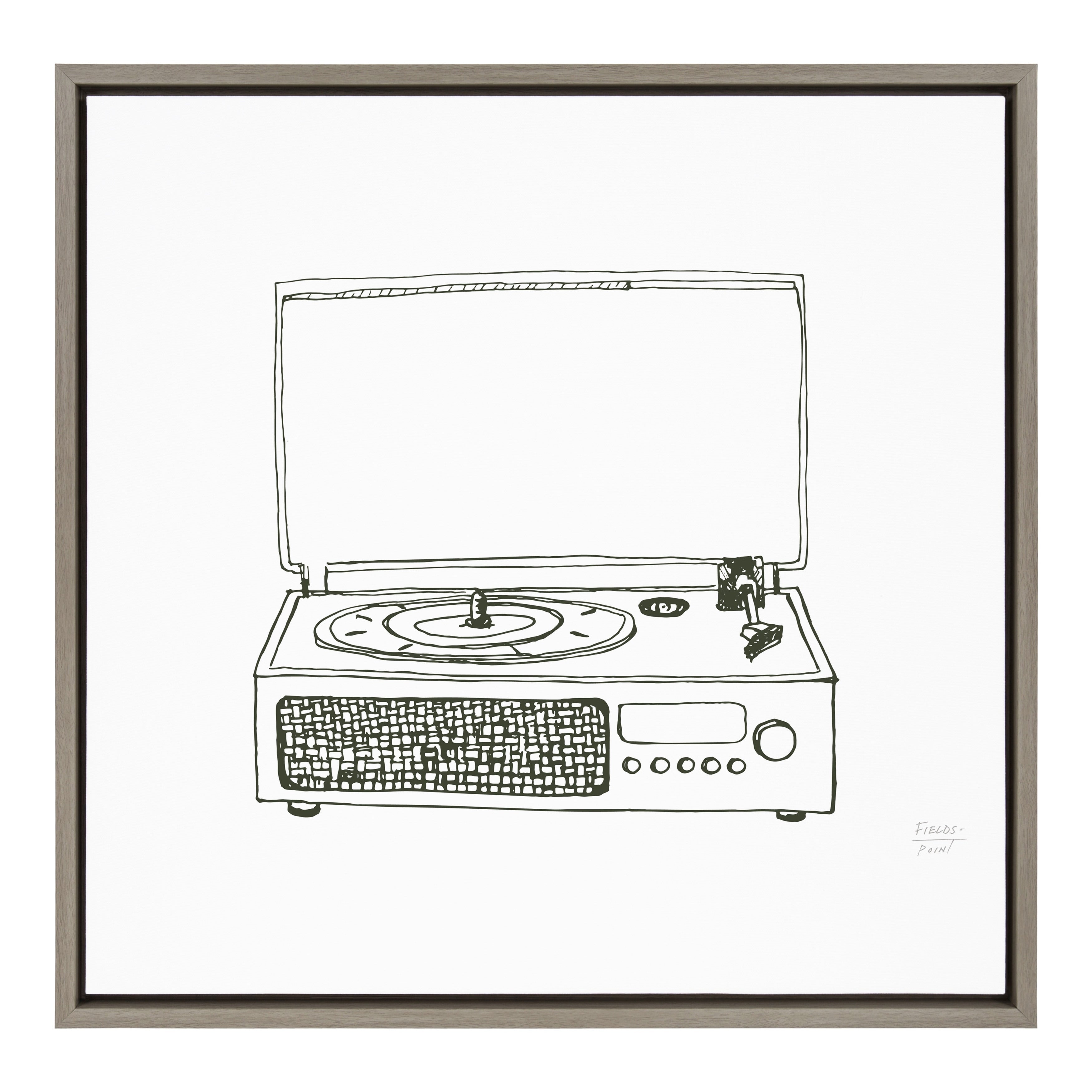 Kate And Laurel Sylvie Record Player Framed Canvas By Statement Goods