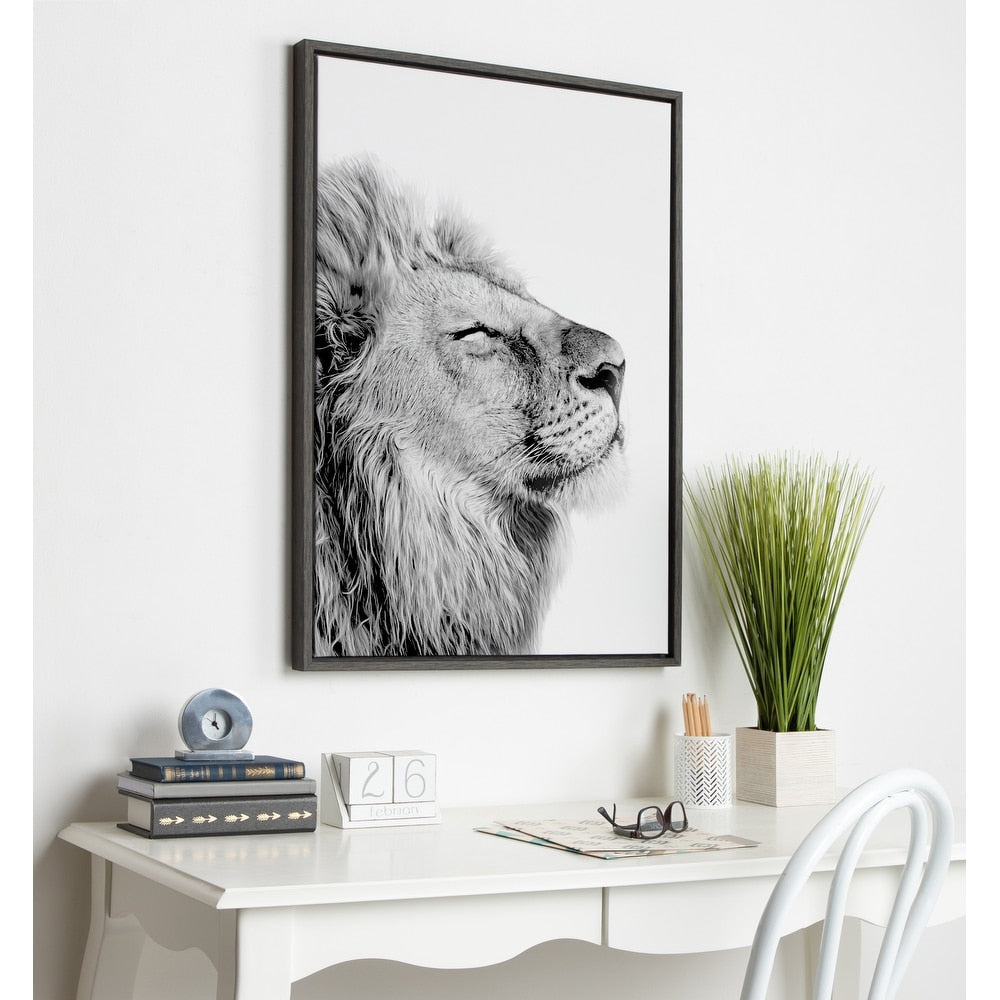 Kate And Laurel Sylvie Self Actualizing Lion Framed Canvas By Amy Peterson