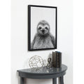 Designovation Simon Te Tai Sylvie Sloth Black And White Portrait Grey Framed Canvas Wall Art