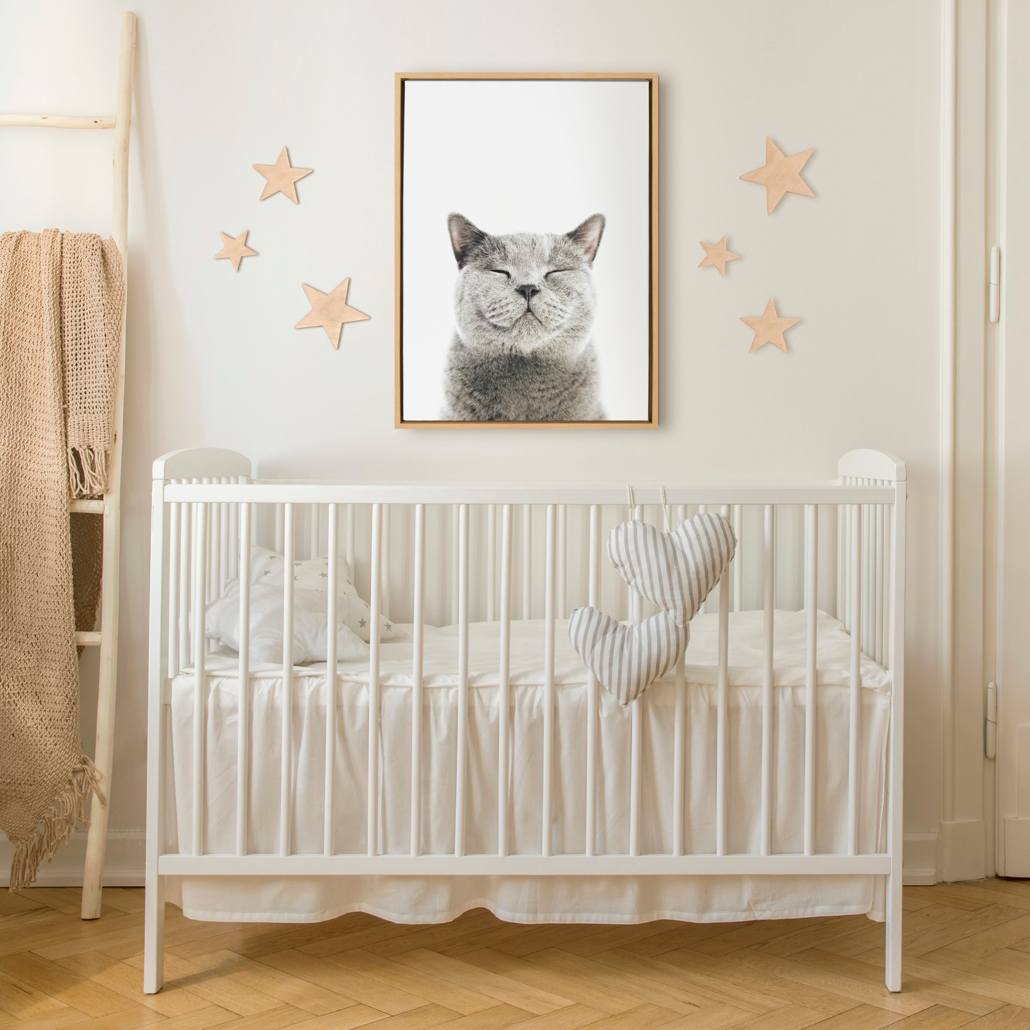 Kate And Laurel Sylvie Smiling Cat Framed Canvas By Amy Peterson