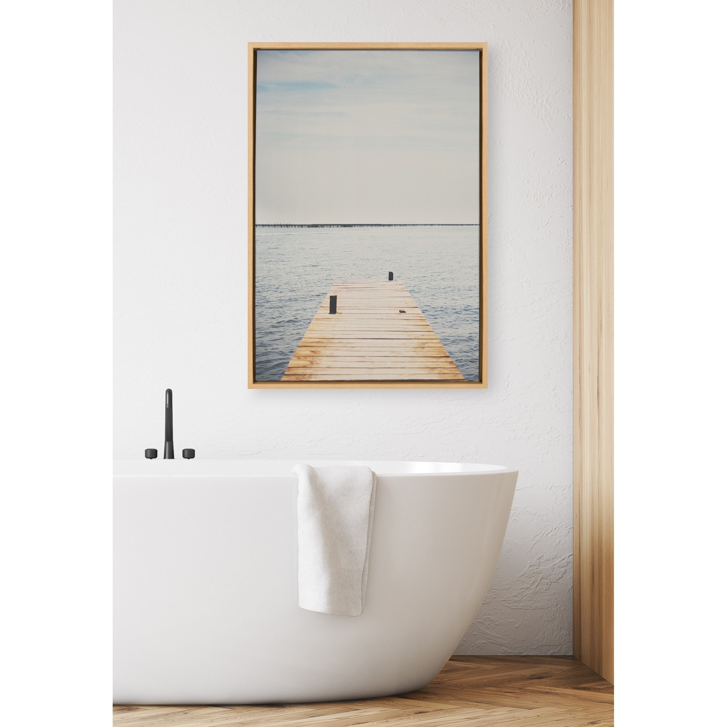 Kate And Laurel Sylvie Standing On Dock Framed Canvas By Laura Evans