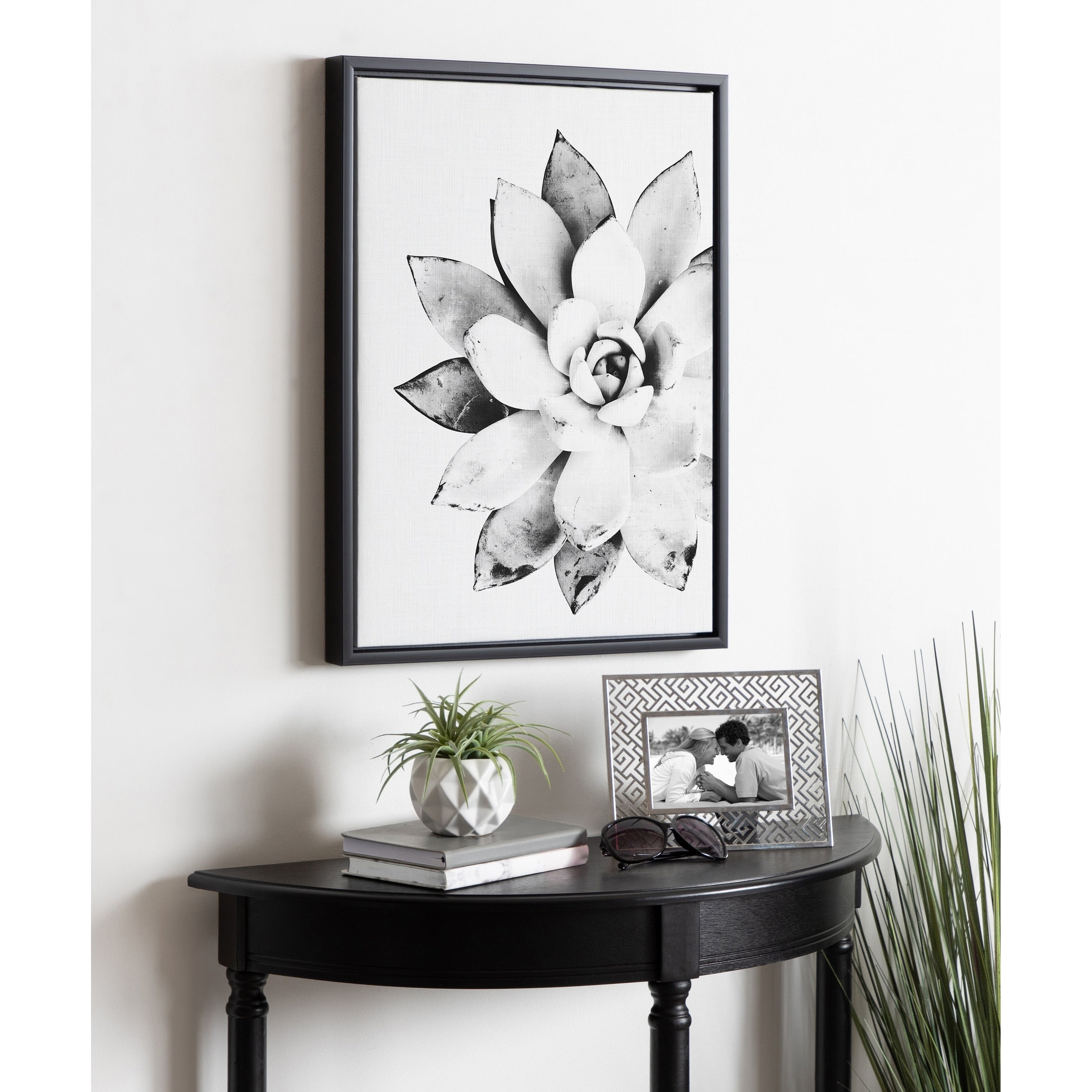 Kate And Laurel Sylvie Succulent Framed Canvas By Simon Te Tai Black 18X24