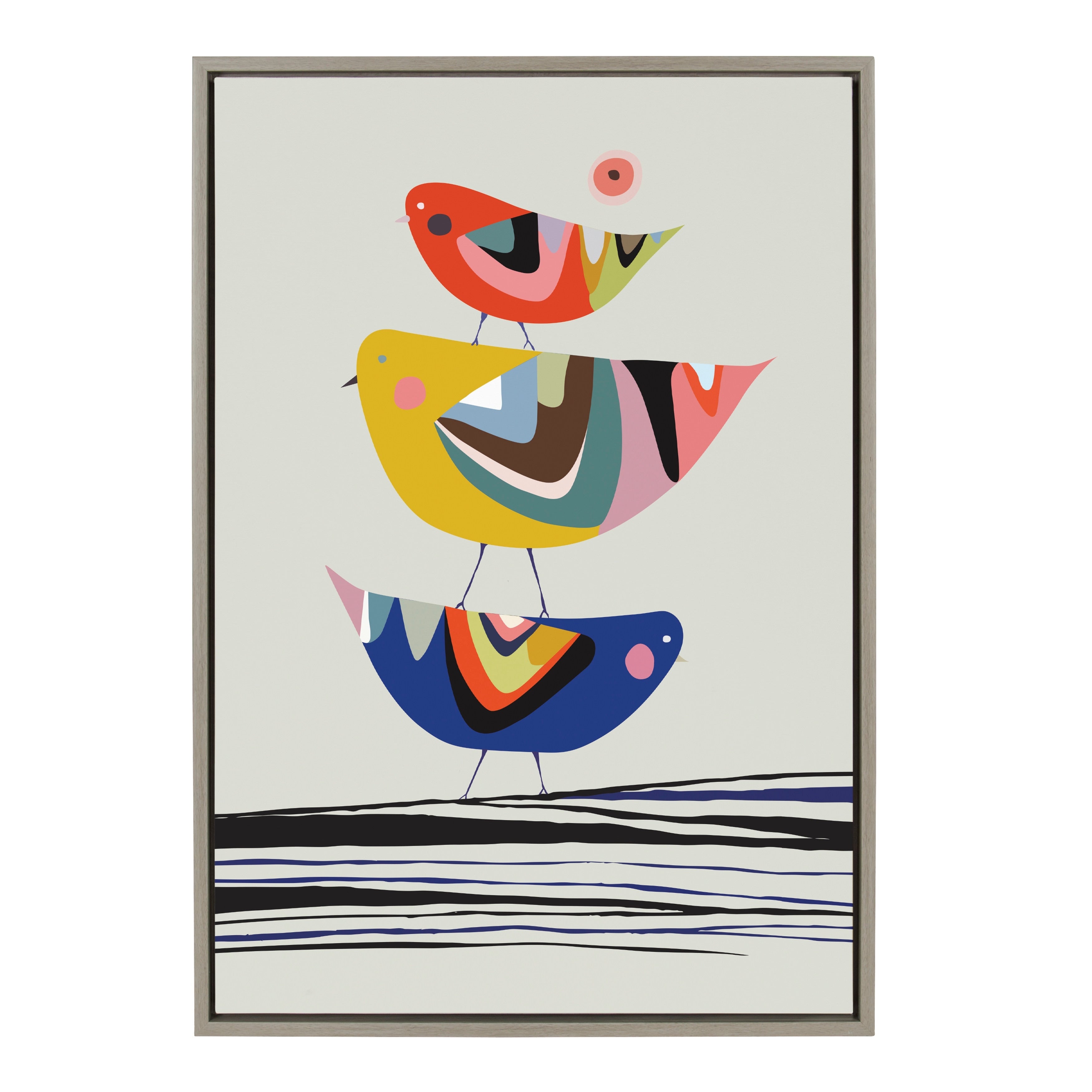 Kate And Laurel Rachel Lee Sylvie Birds Framed Canvas Wall Art