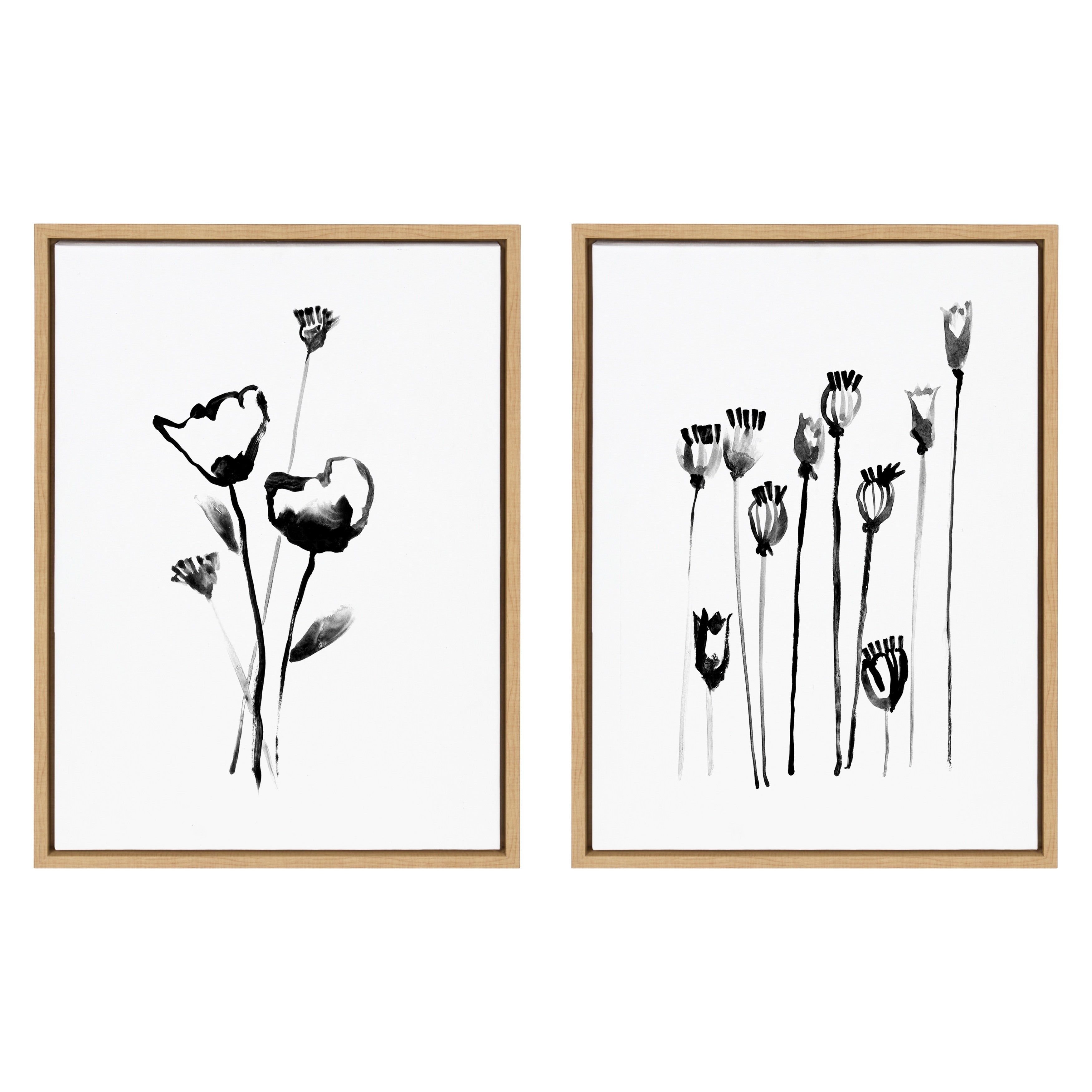 Kate And Laurel Sylvie Wildflowers And Seed Pods Framed Canvas Set By Teju Reval Natural
