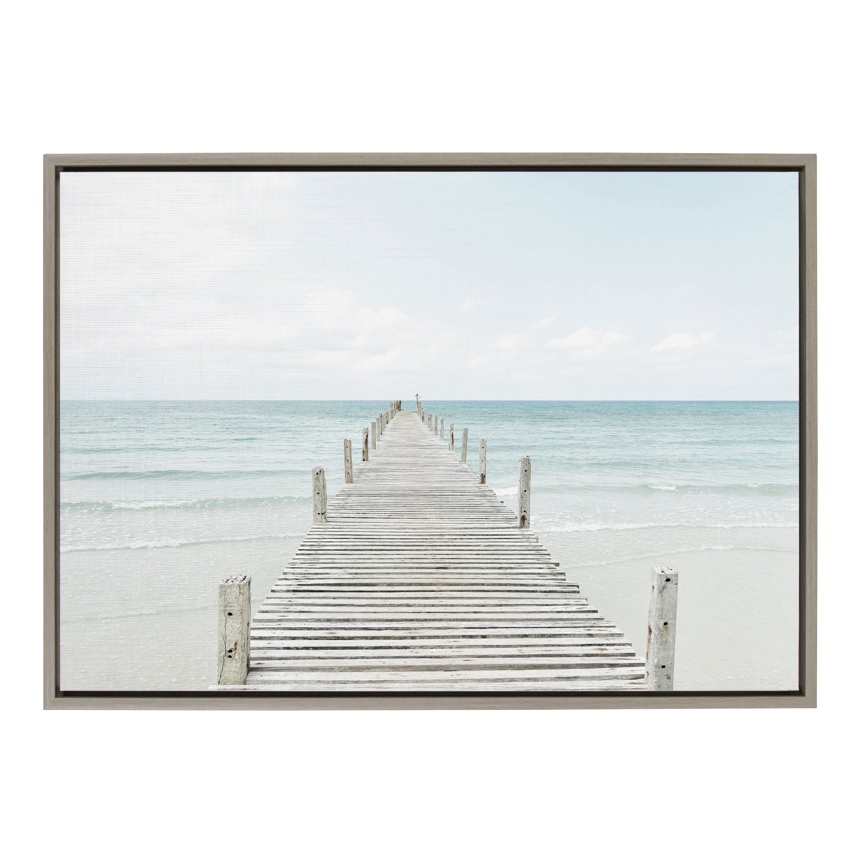 Kate And Laurel Sylvie Wooden Pier Framed Canvas By Amy Peterson