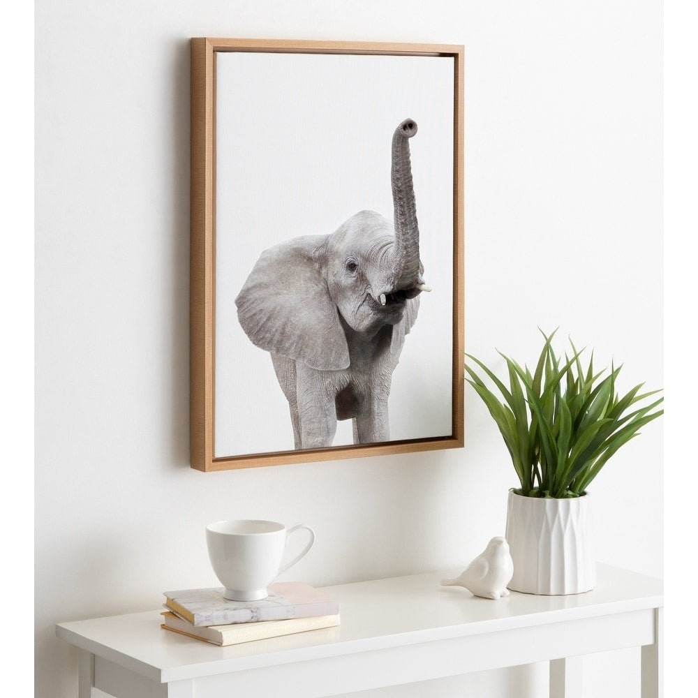 Sylvie Elephant With Raised Trunk Animal Framed Canvas By Amy Peterson