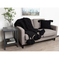 Kate And Laurel Tassey Knit Ribbed Blanket With Tassels 50X80