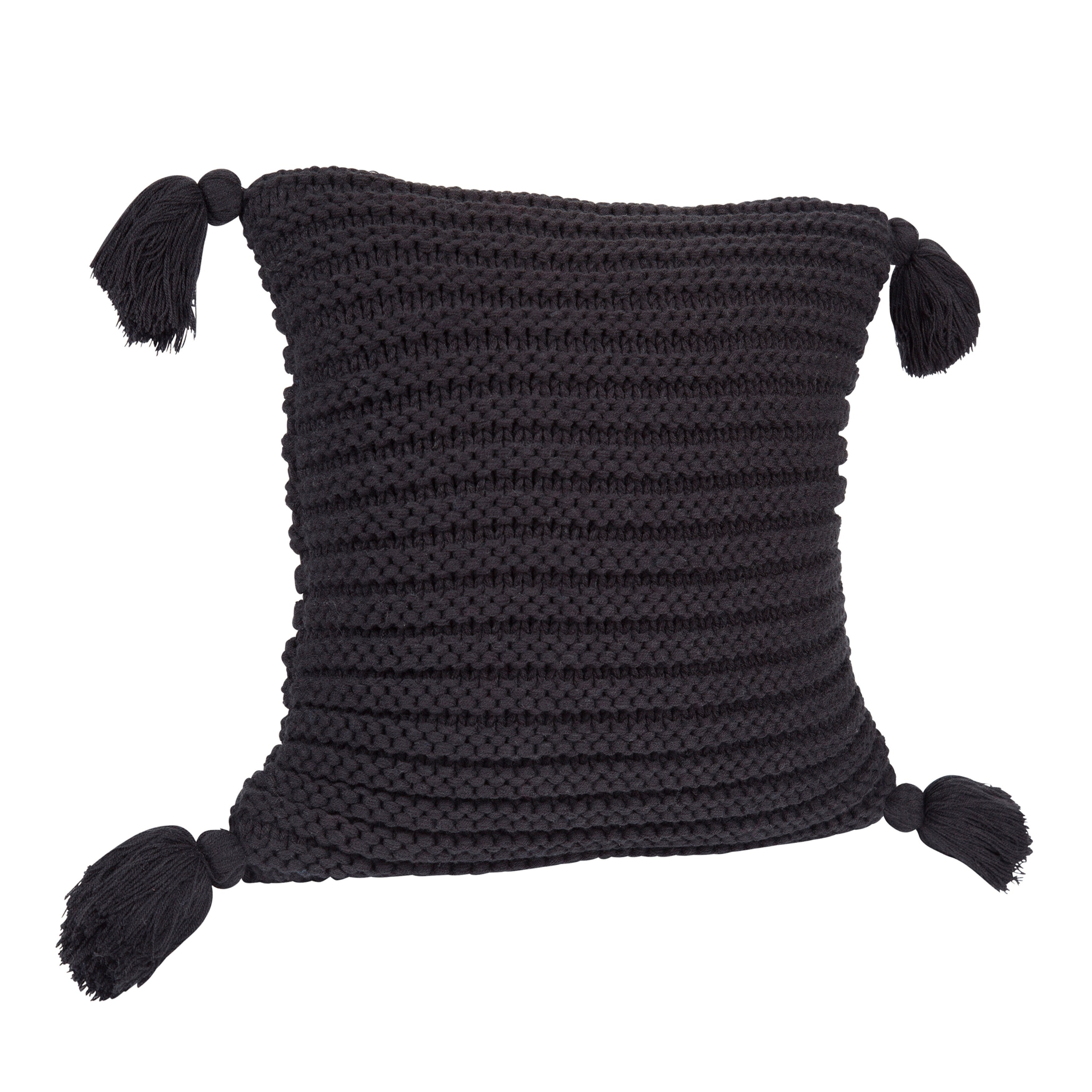 Kate And Laurel Tassey Large Knit Pillow Cover With Tassels