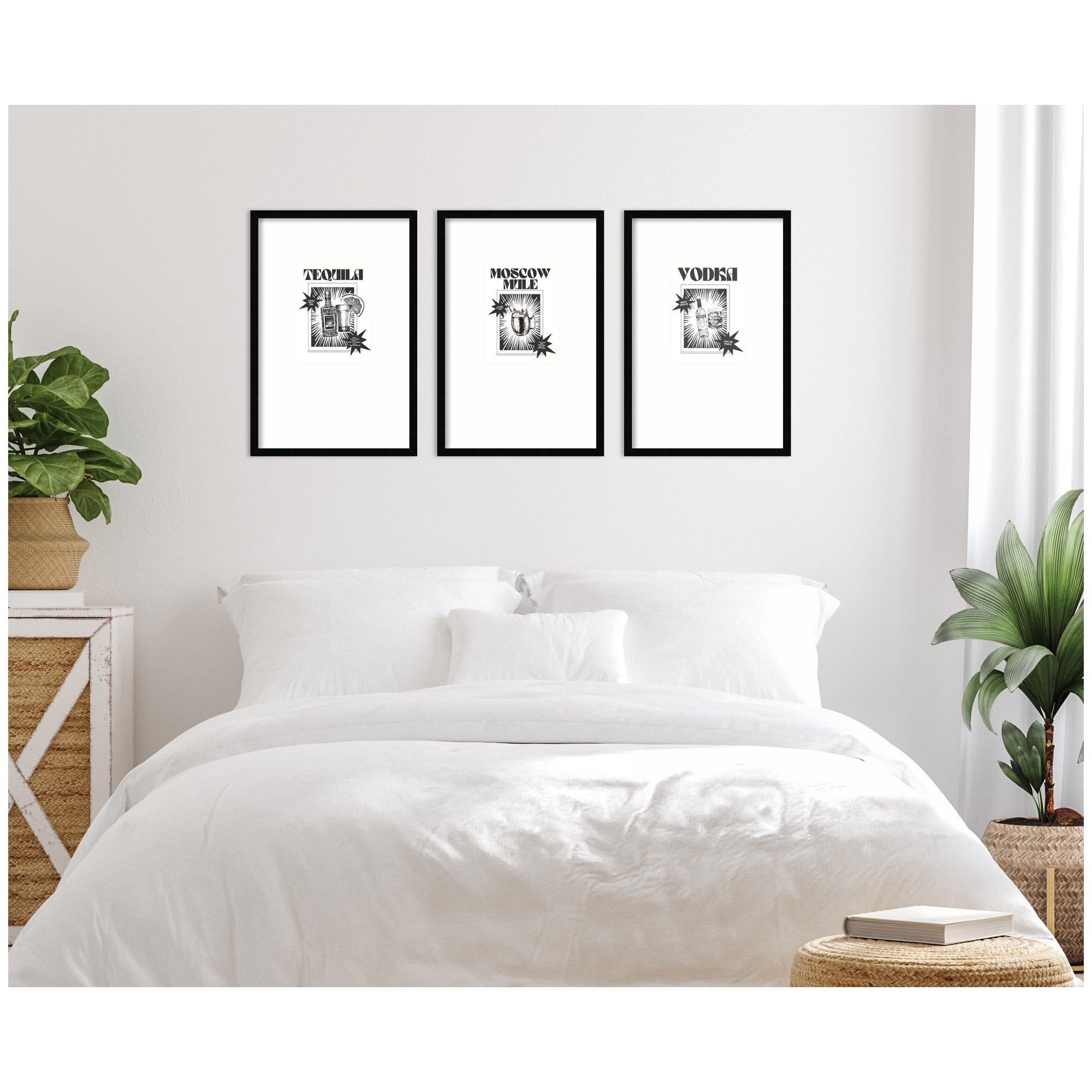 Kate And Laurel Tequila Moscow Mule Vodka Happy Water 3 Piece Framed Wall Art Print Set By Honey Island Studio