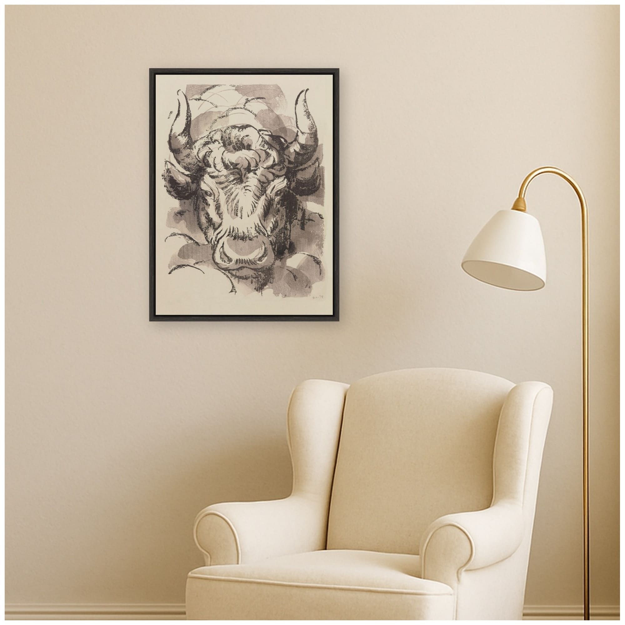Kate And Laurel Tete De Taureau 1934 Jules Chadel By Nostalgia Prints Framed Canvas Wall Art Print