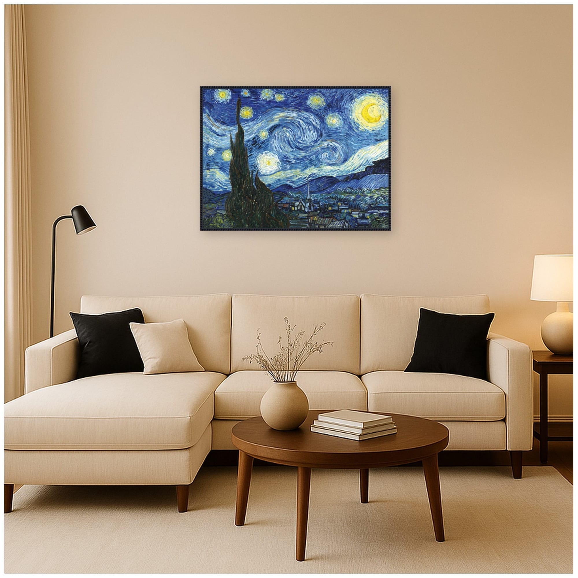 Kate And Laurel The Starry Night Vincent Van Gogh By The Art Institute Of Chicago Framed Canvas Wall Art Print