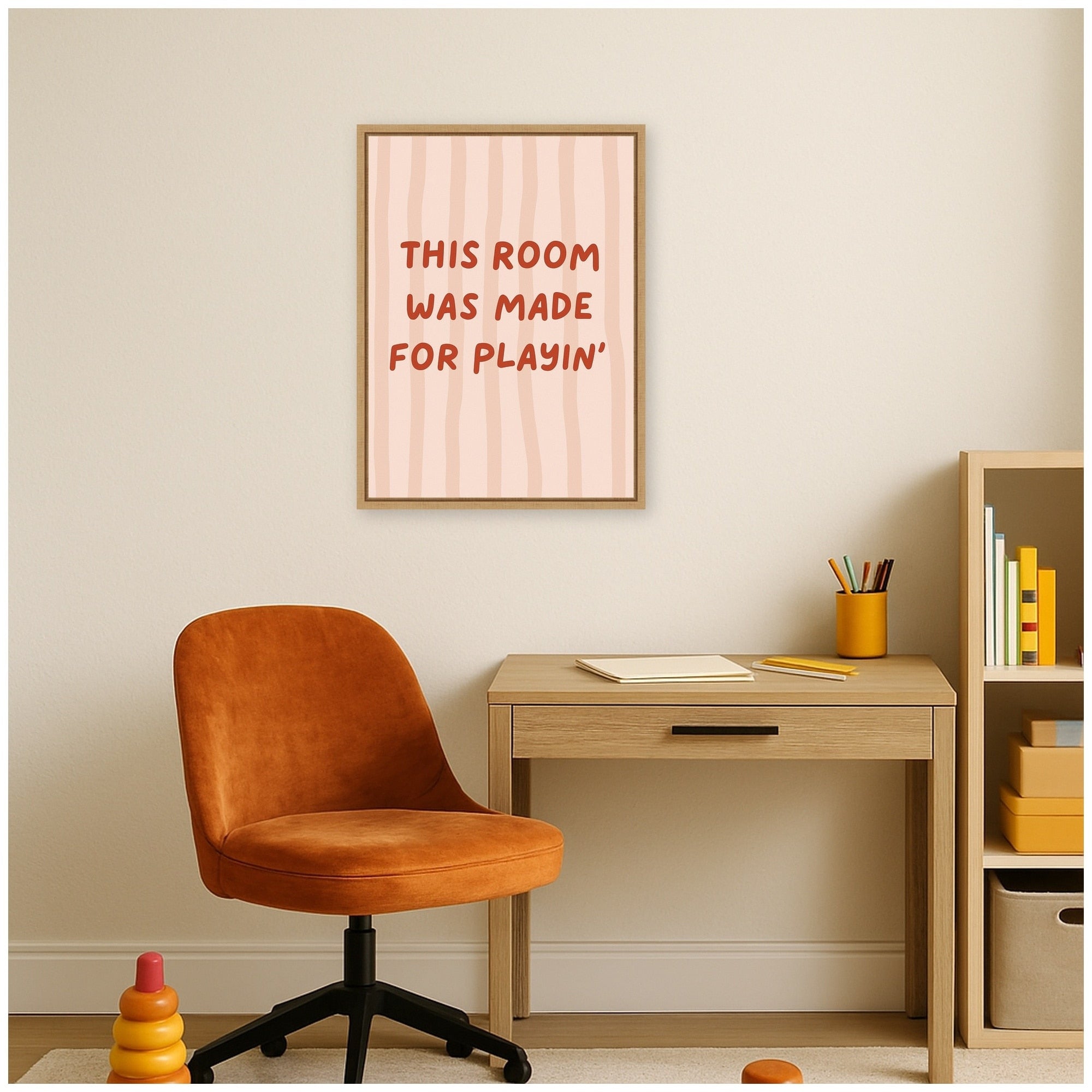 Kate And Laurel This Room Was Made For Playing By Laura Moss Framed Canvas Wall Art Print