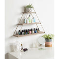 Tilde 3 Tiered Triangle Floating Wall Shelf Rustic Brown And Gold