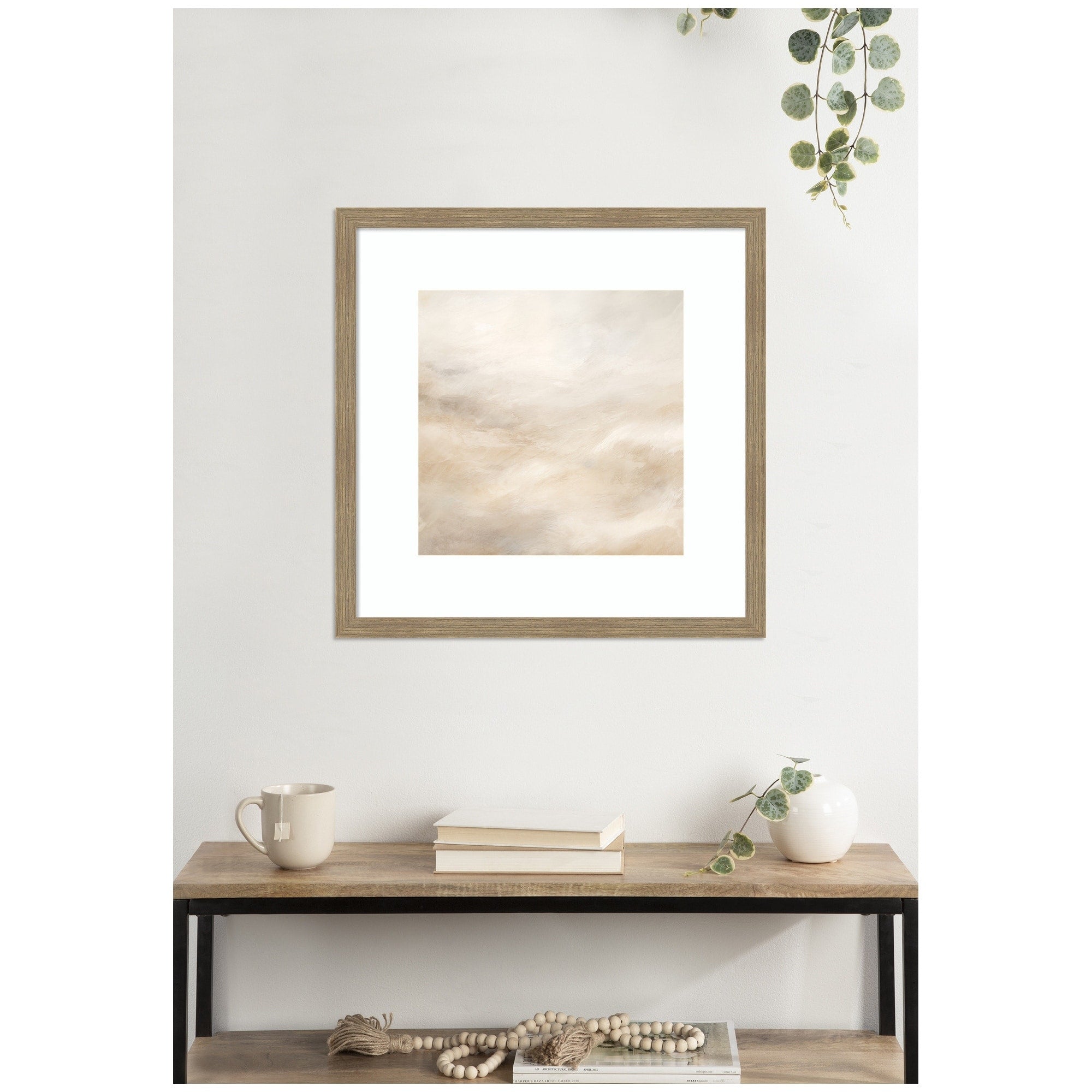 Kate And Laurel Tonal Textural White And Beige Neutrals By The Creative Bunch Studio Framed Wall Art Print