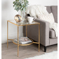 Kate And Laurel Tulare Goldtone Metal Glass Side Table