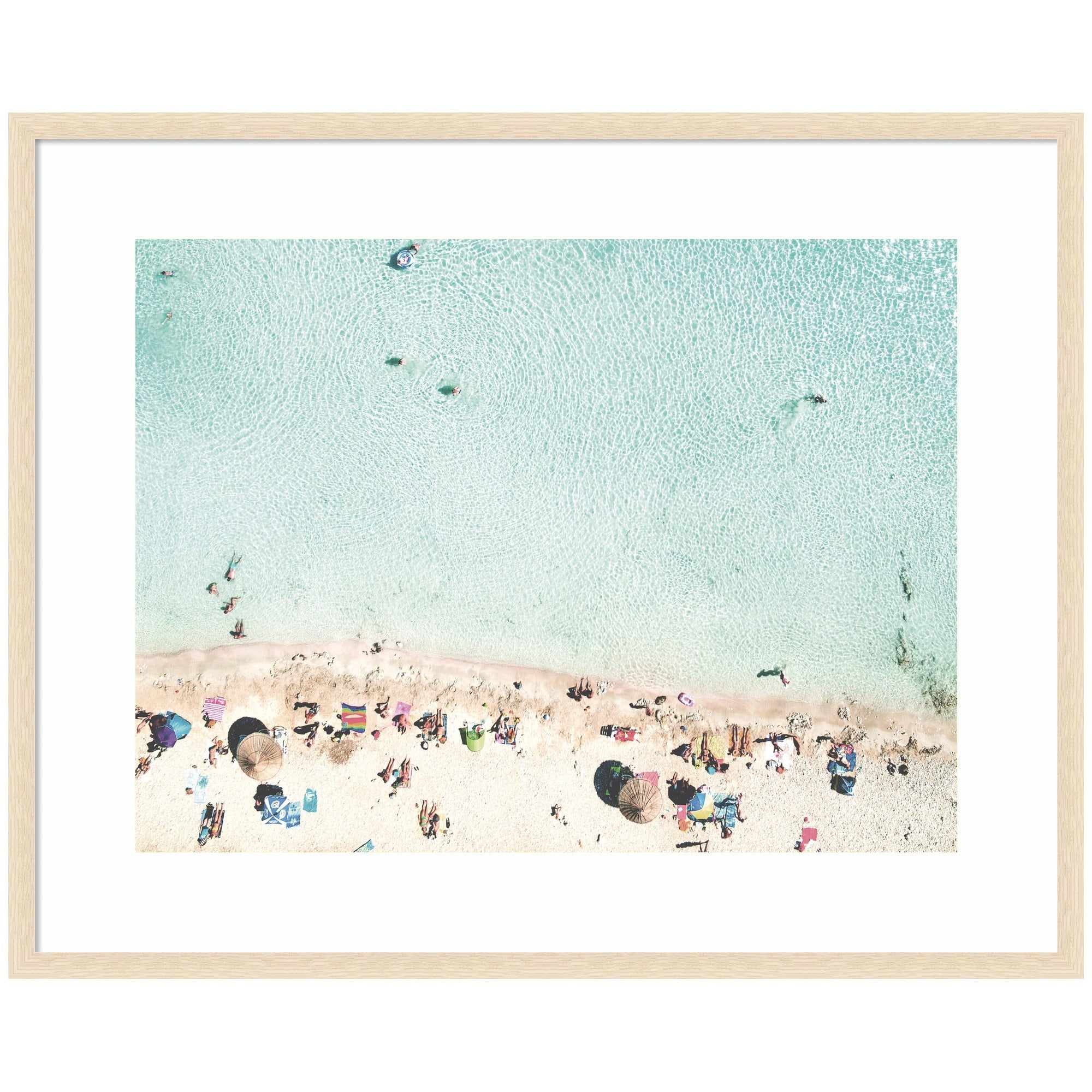 Kate And Laurel Turquoise Beach From Above No. 2 By Amy Peterson Framed Wall Art Print