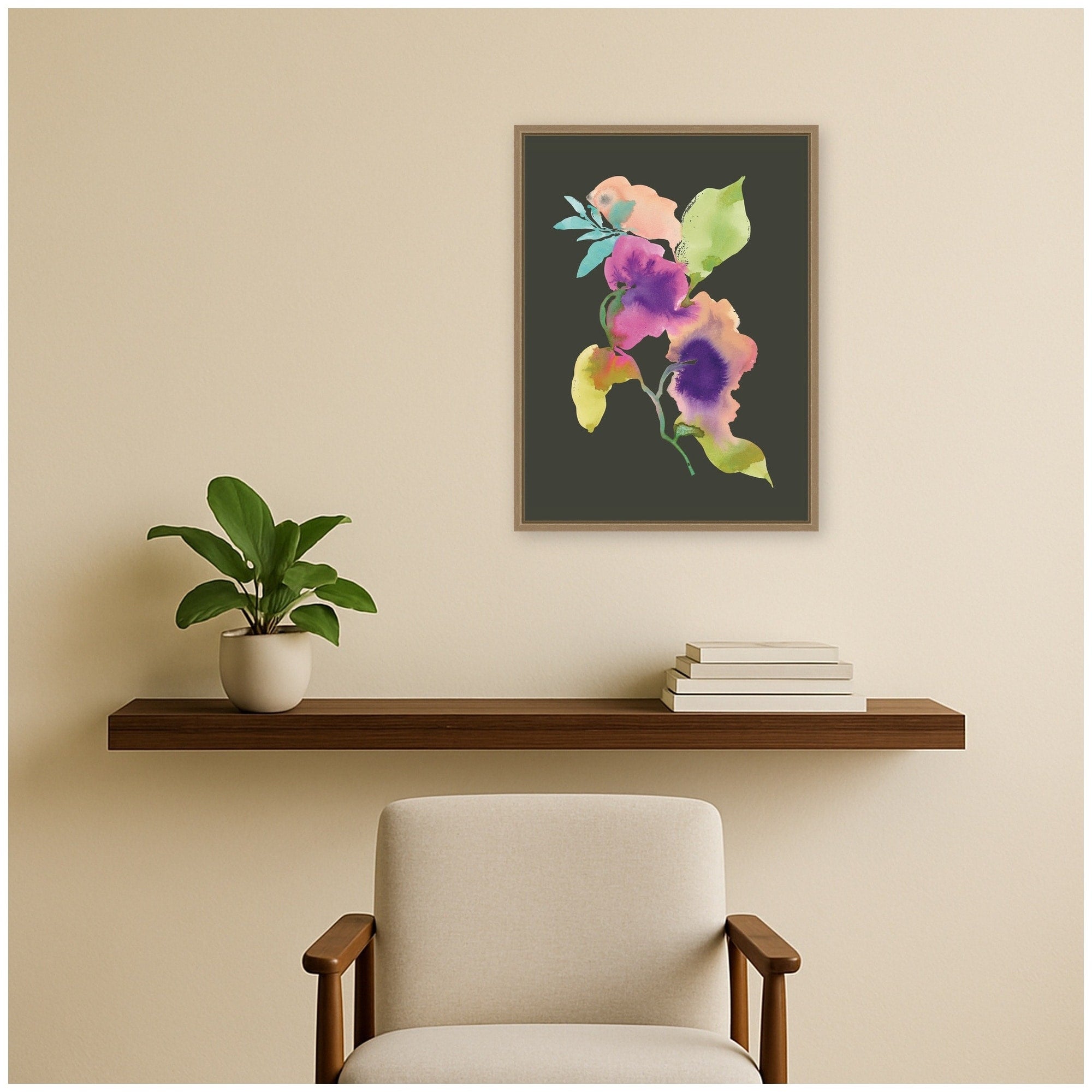 Kate And Laurel Twin Flames Olive By Reed Rosebud Framed Canvas Wall Art Print