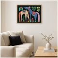 Kate And Laurel Two Horses 02 By Rachel Lee 3 Birdies Studio Framed Canvas Wall Art Print