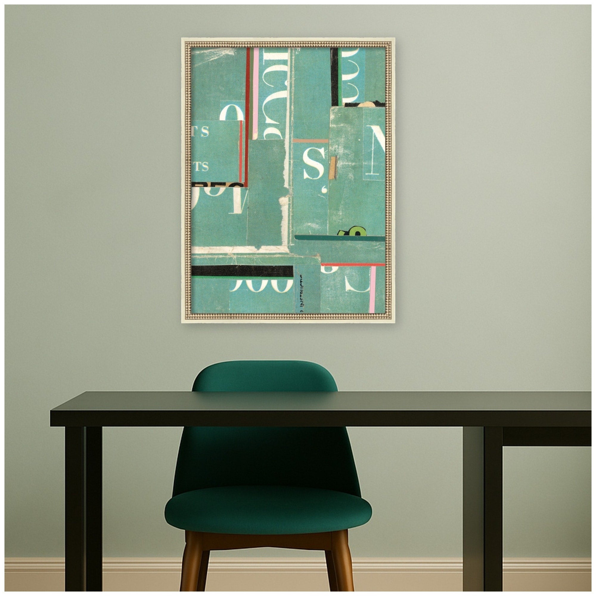 Kate And Laurel Typography Green Fc By Felicia Dadak Framed Mounted Canvas Wall Art Print