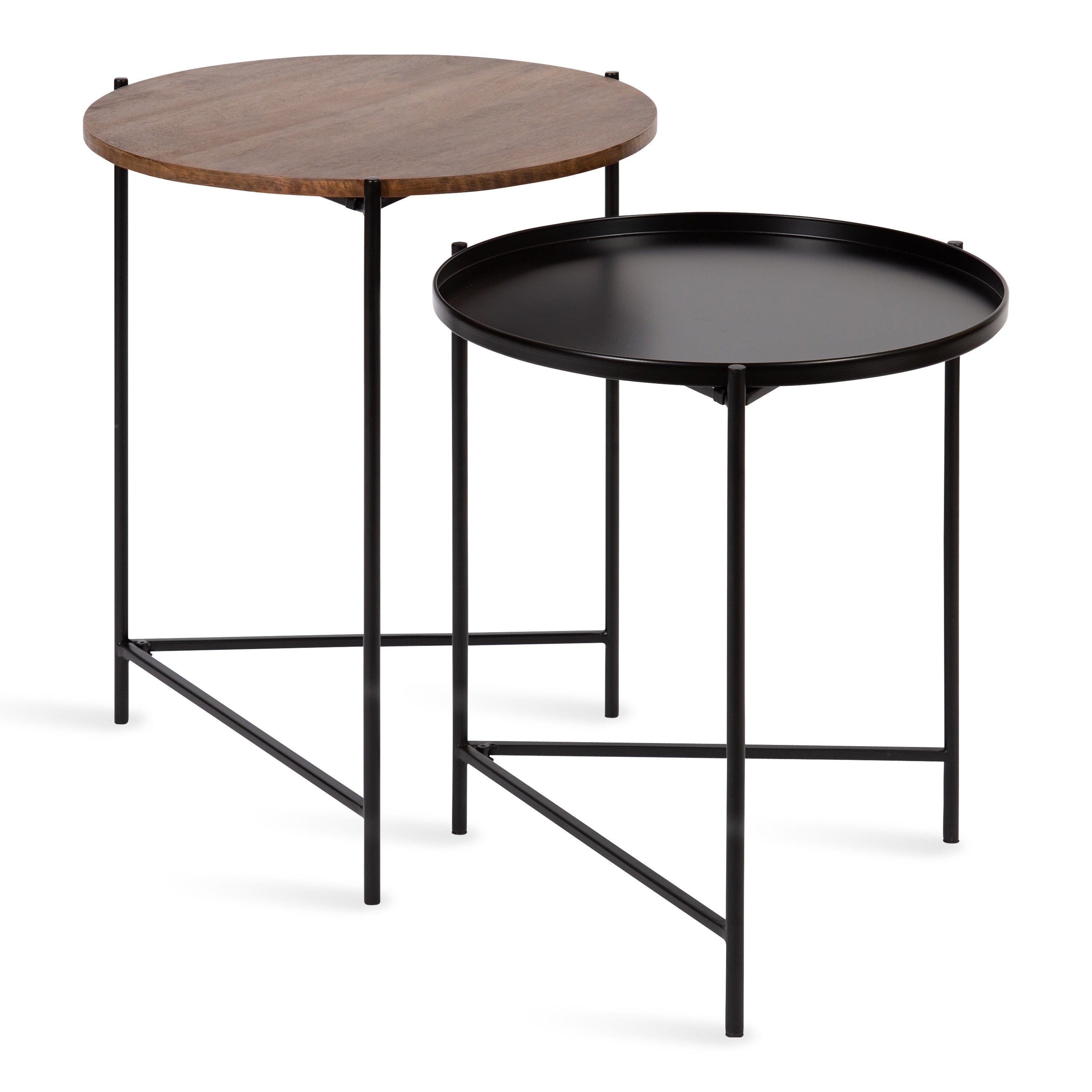 Kate And Laurel Ulani Set Of 2 Nested Round Metal End Tables Black