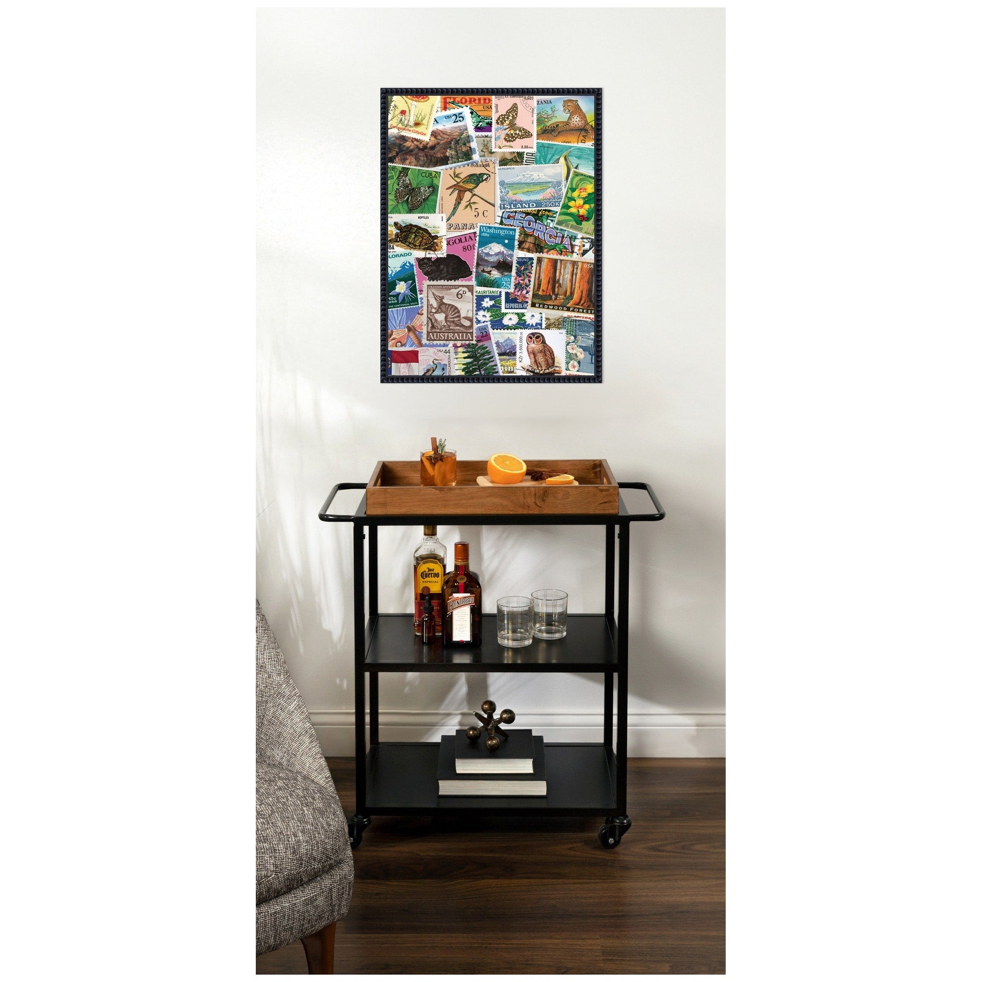 Kate And Laurel Vintage Stamps By Megan Ryan Framed Canvas Wall Art Print