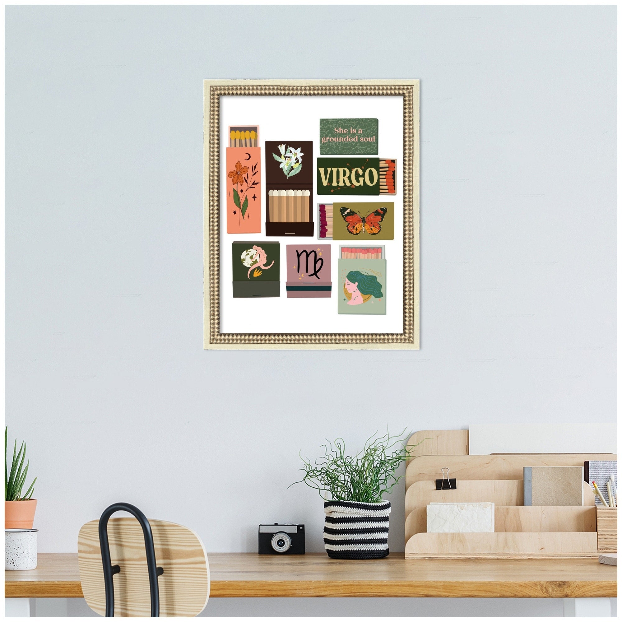 Kate And Laurel Virgo Matchbooks 14X18 Fc By Megan Ryan Framed Wall Art Print