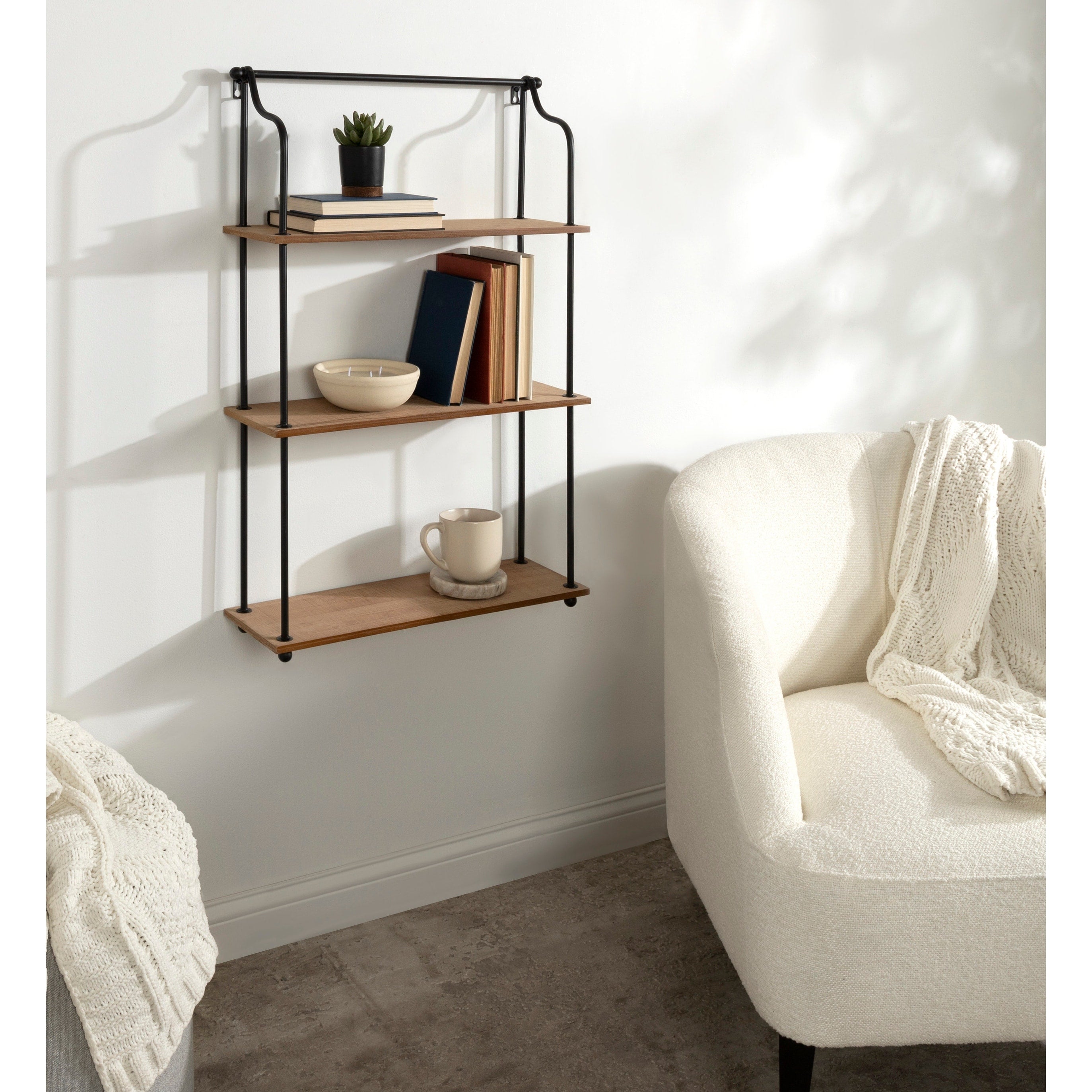 Kate And Laurel Walters Wood And Metal 3 Tier Shelving 21X32